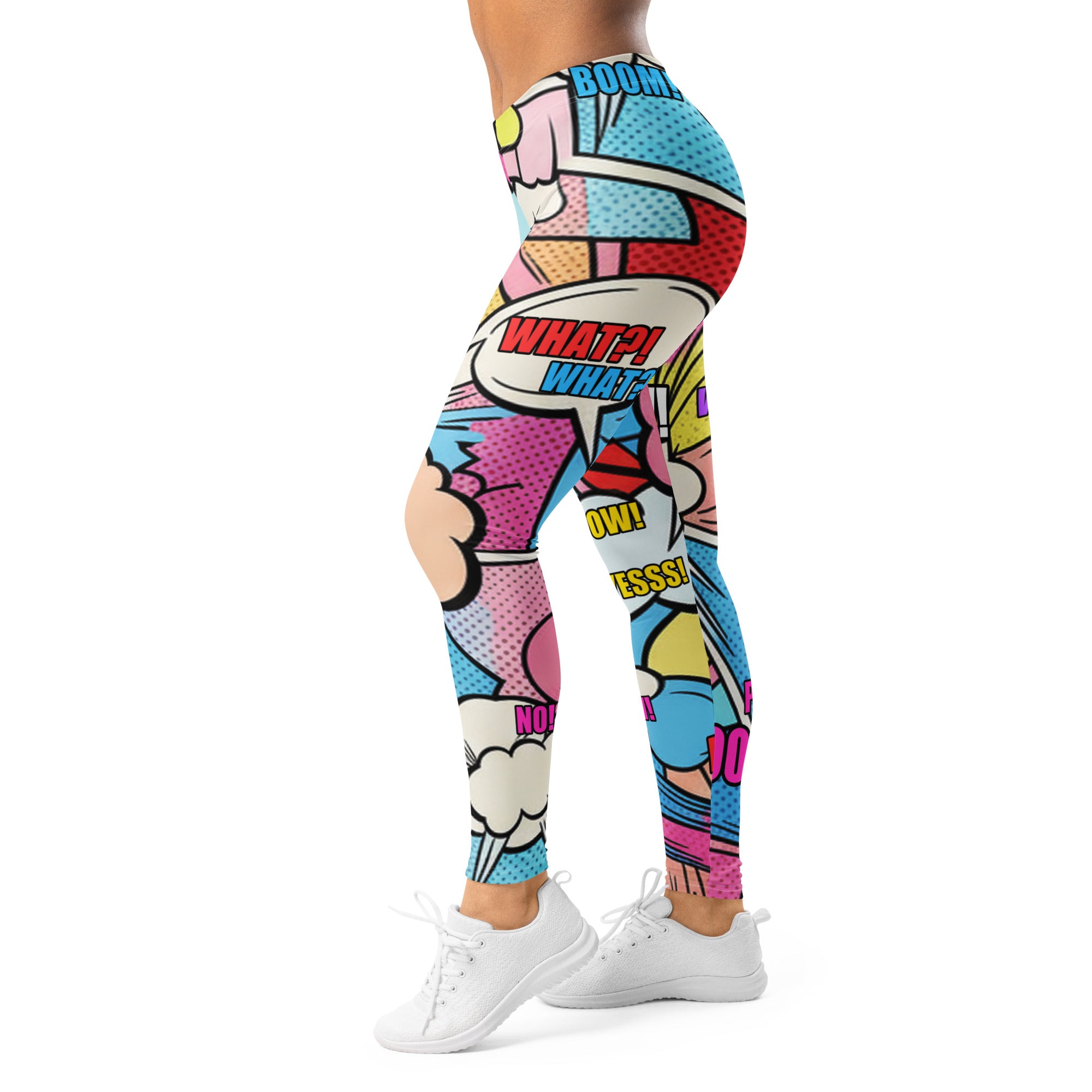 Women's comic strip kawaii cute leggings front view