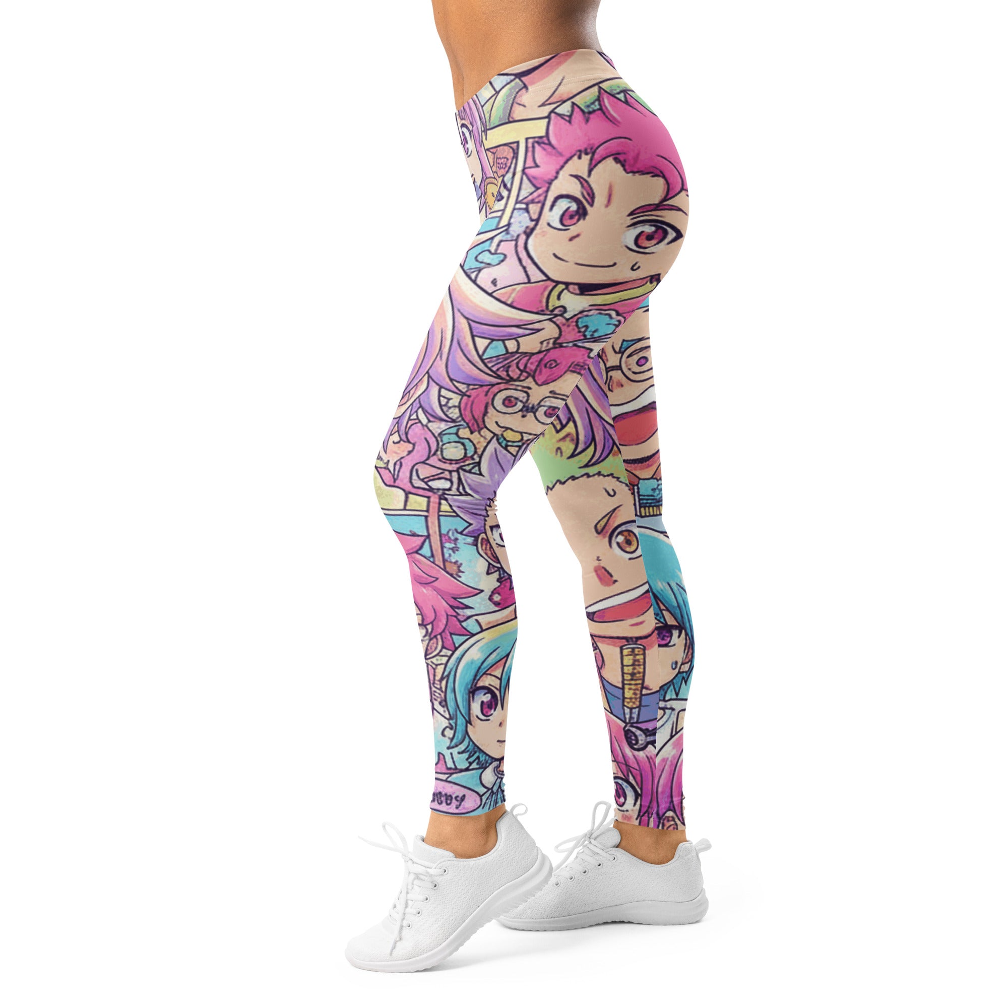 Women's anime collage pastel dream printed leggings front view