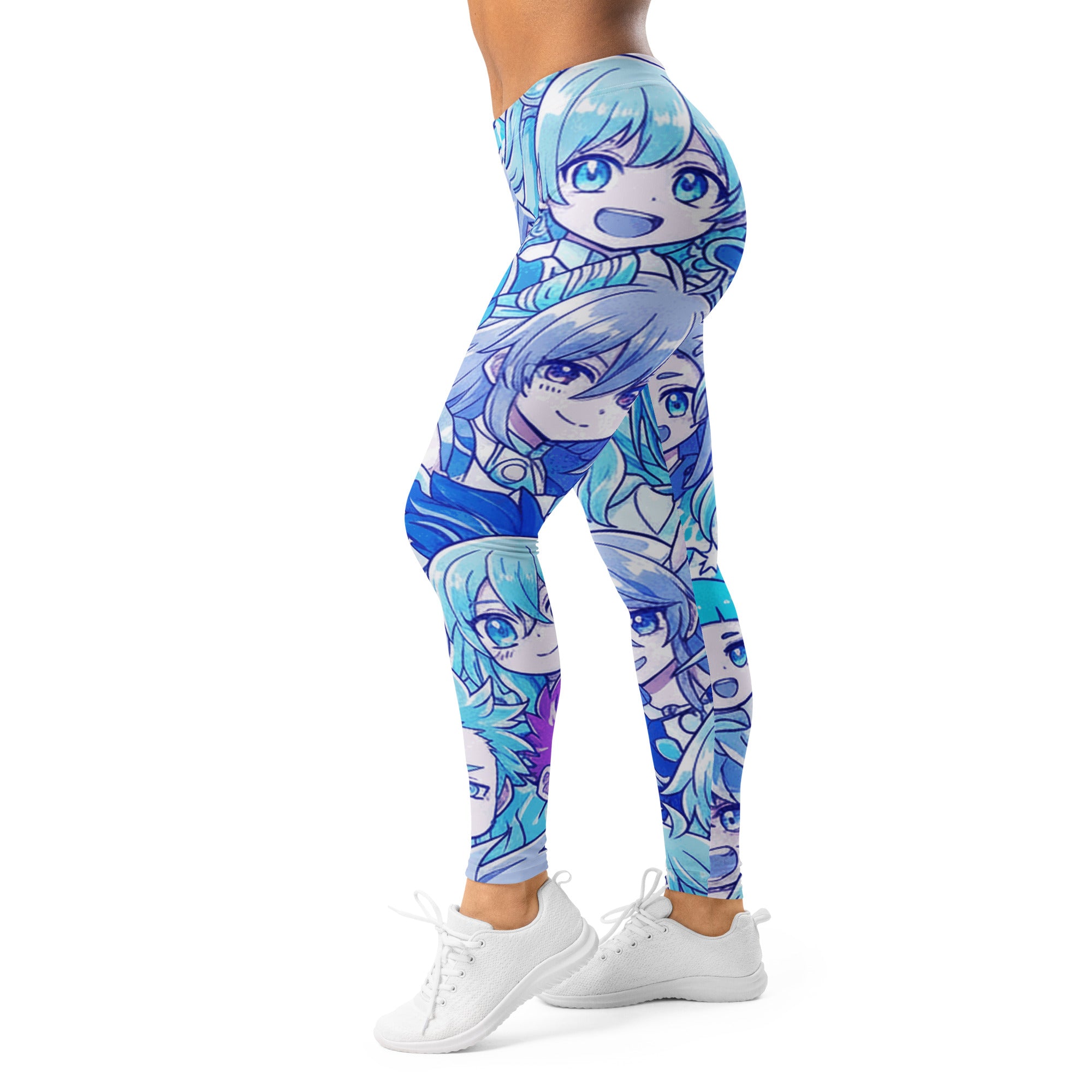 Women's anime collage ice kingdom leggings front view