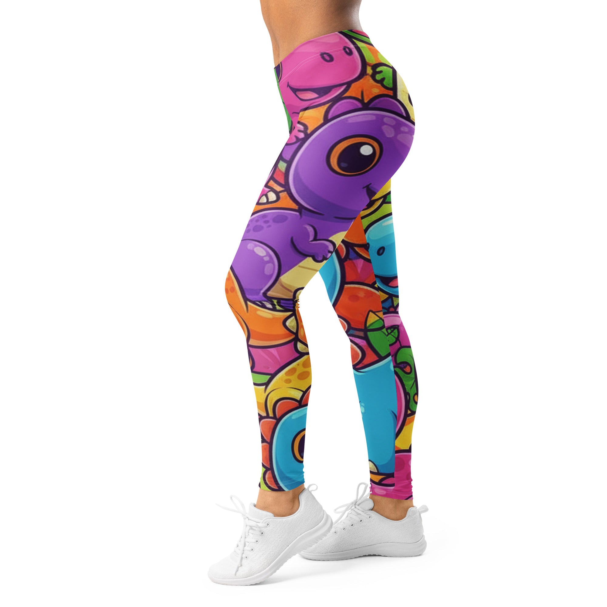 Women's dinosaur pattern leggings front view
