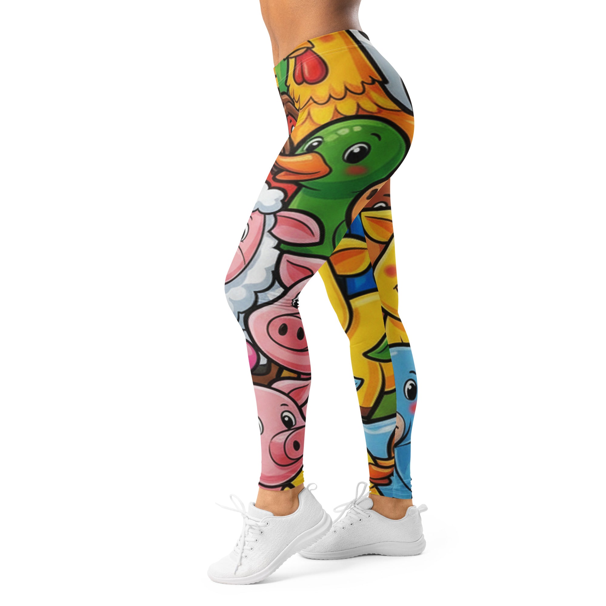 Women's farm animals printed leggings front view
