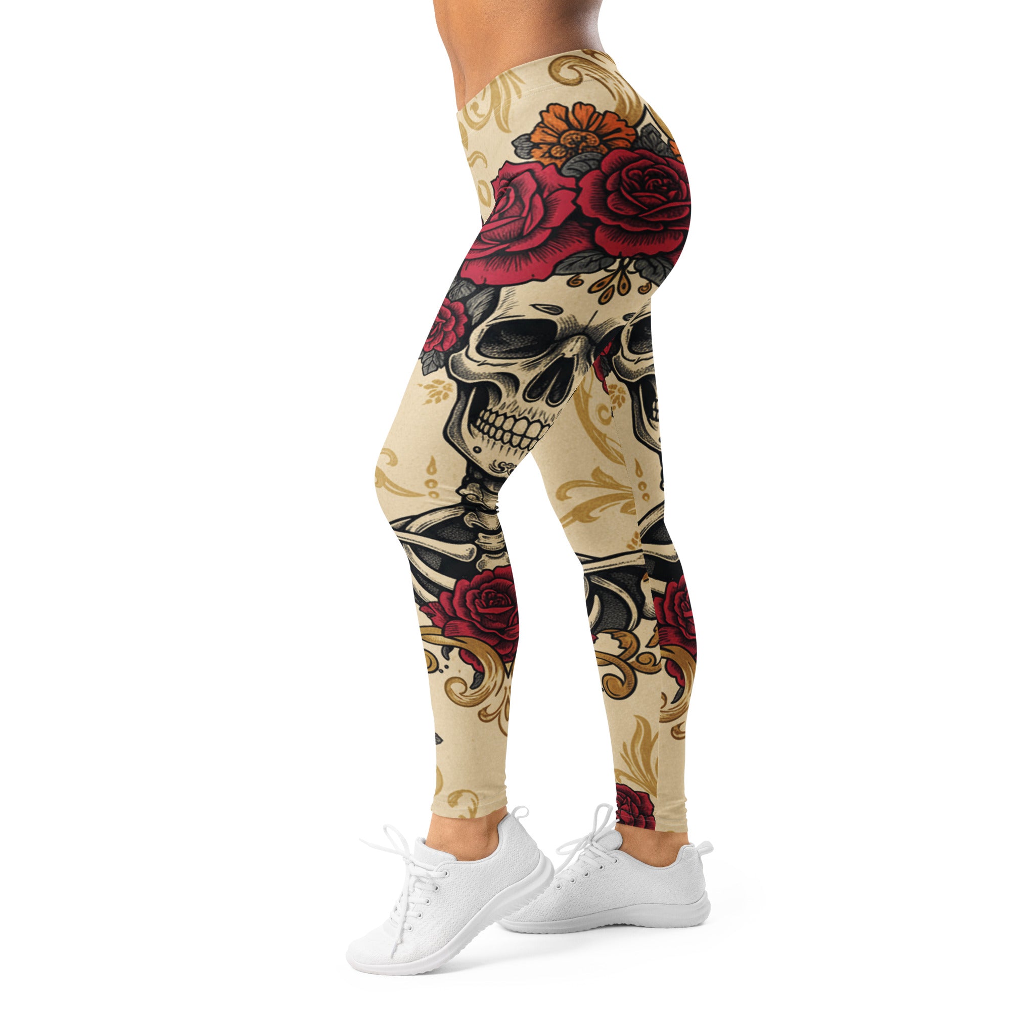 La Catrina Floral Crown Leggings | GearBunch