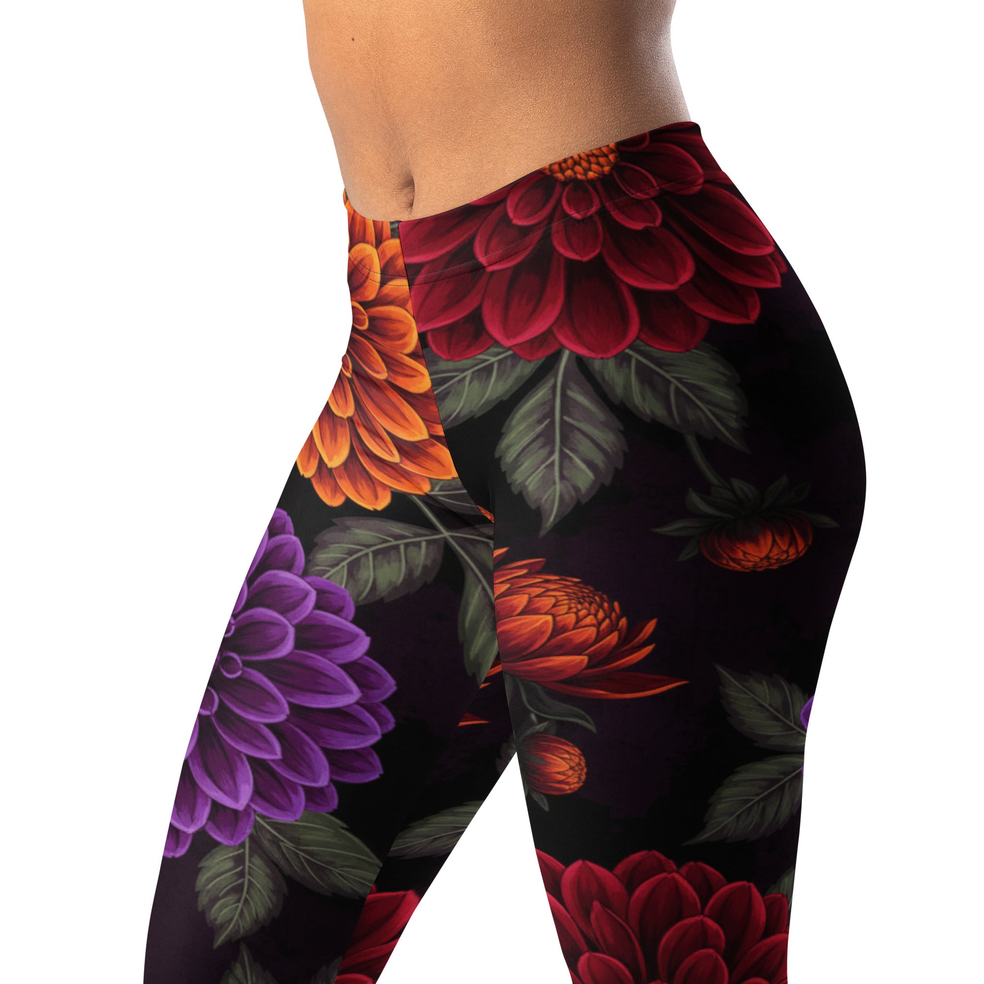 Opulent Dahlia Garden Leggings | GearBunch