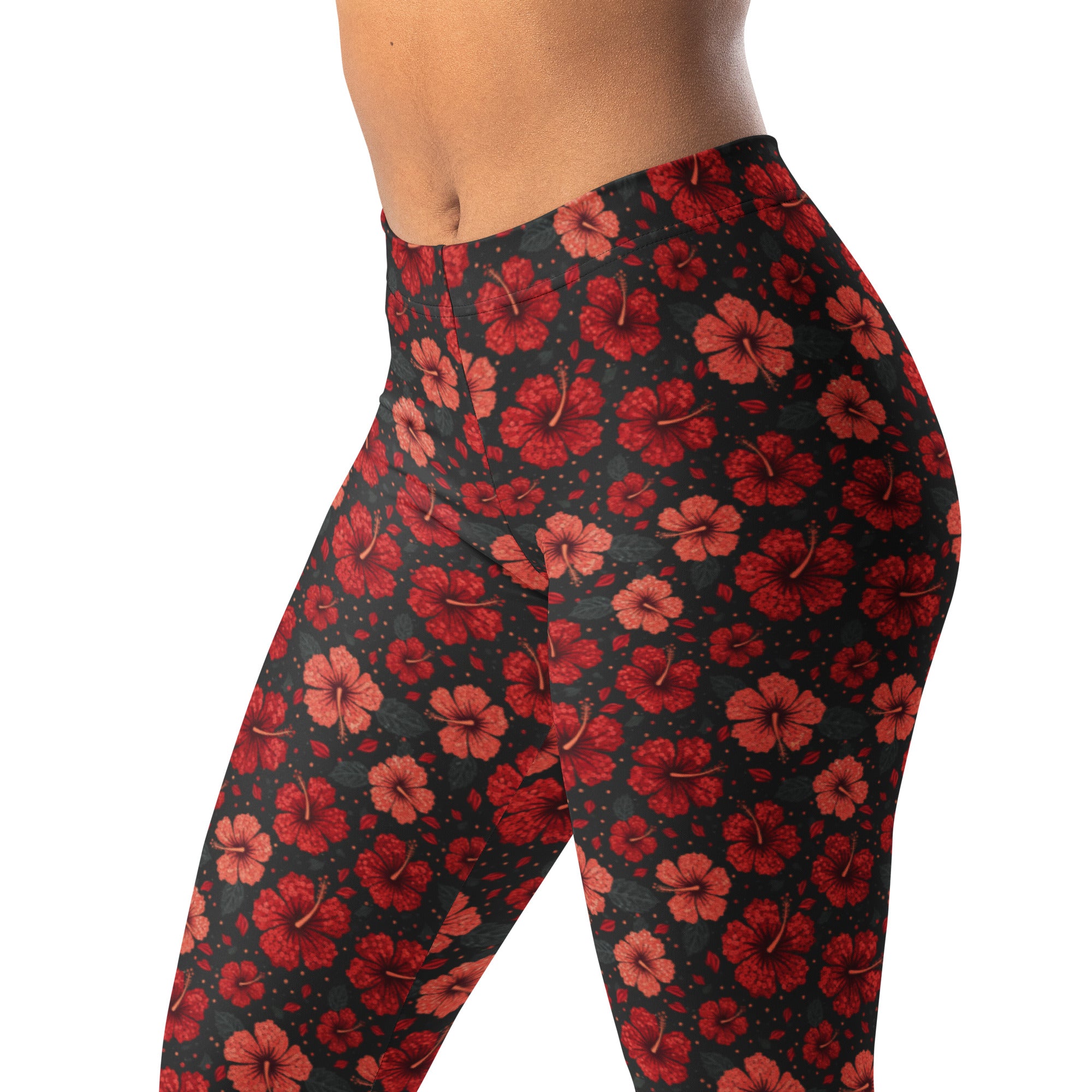 Scarlet Hibiscus Paillette Leggings | GearBunch