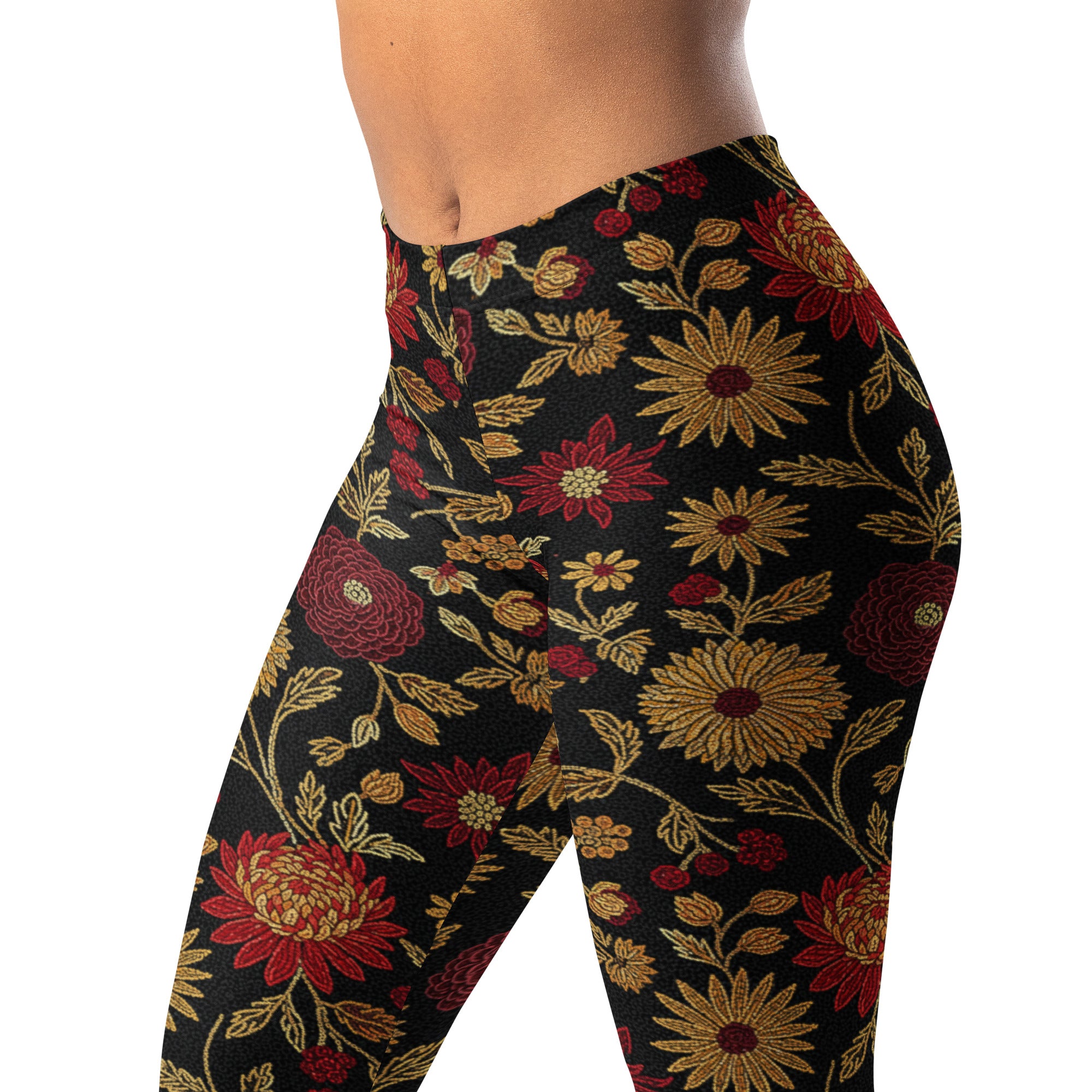 Gold Paillette Rose Garden Leggings | GearBunch