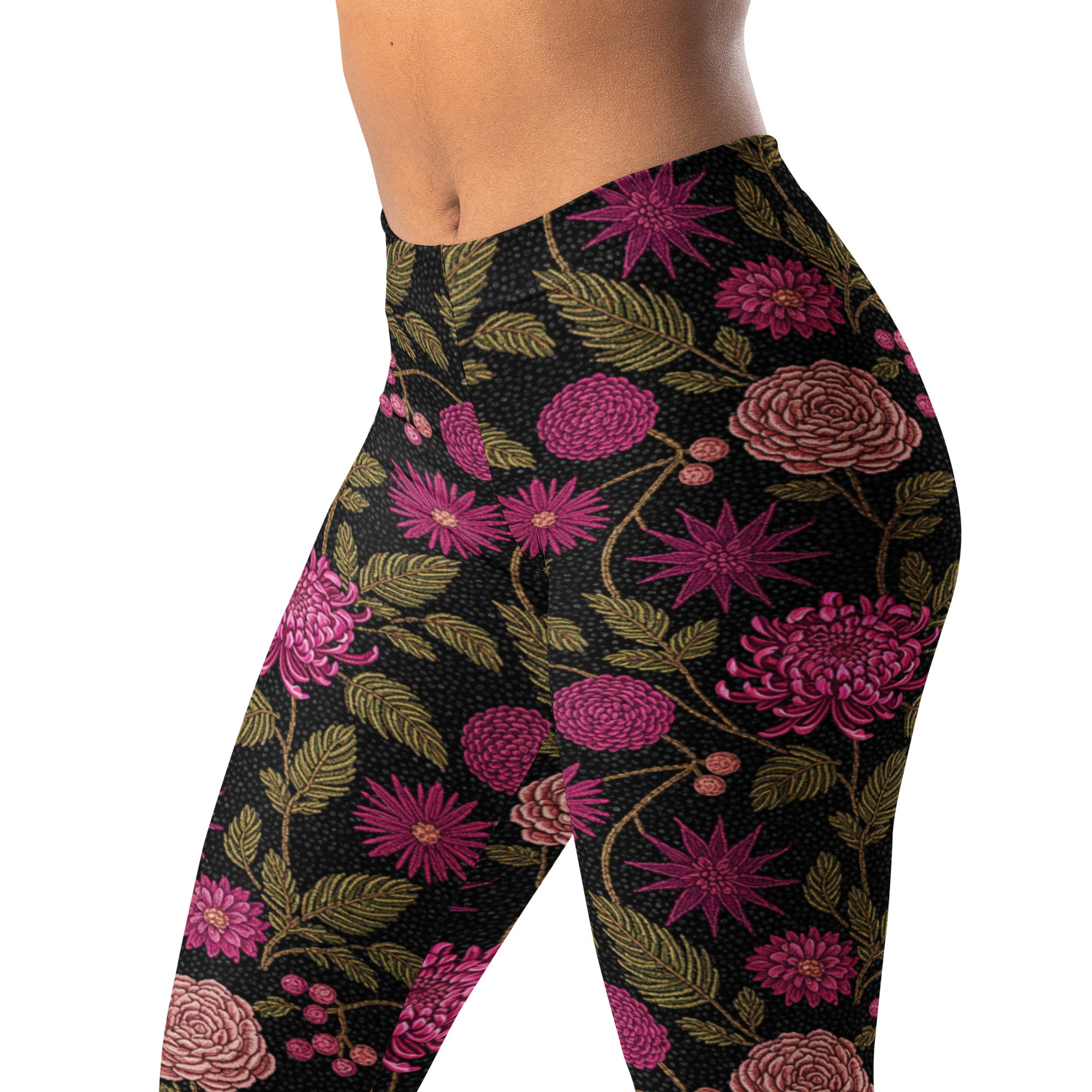 Midnight Paillette Peony Leggings | GearBunch