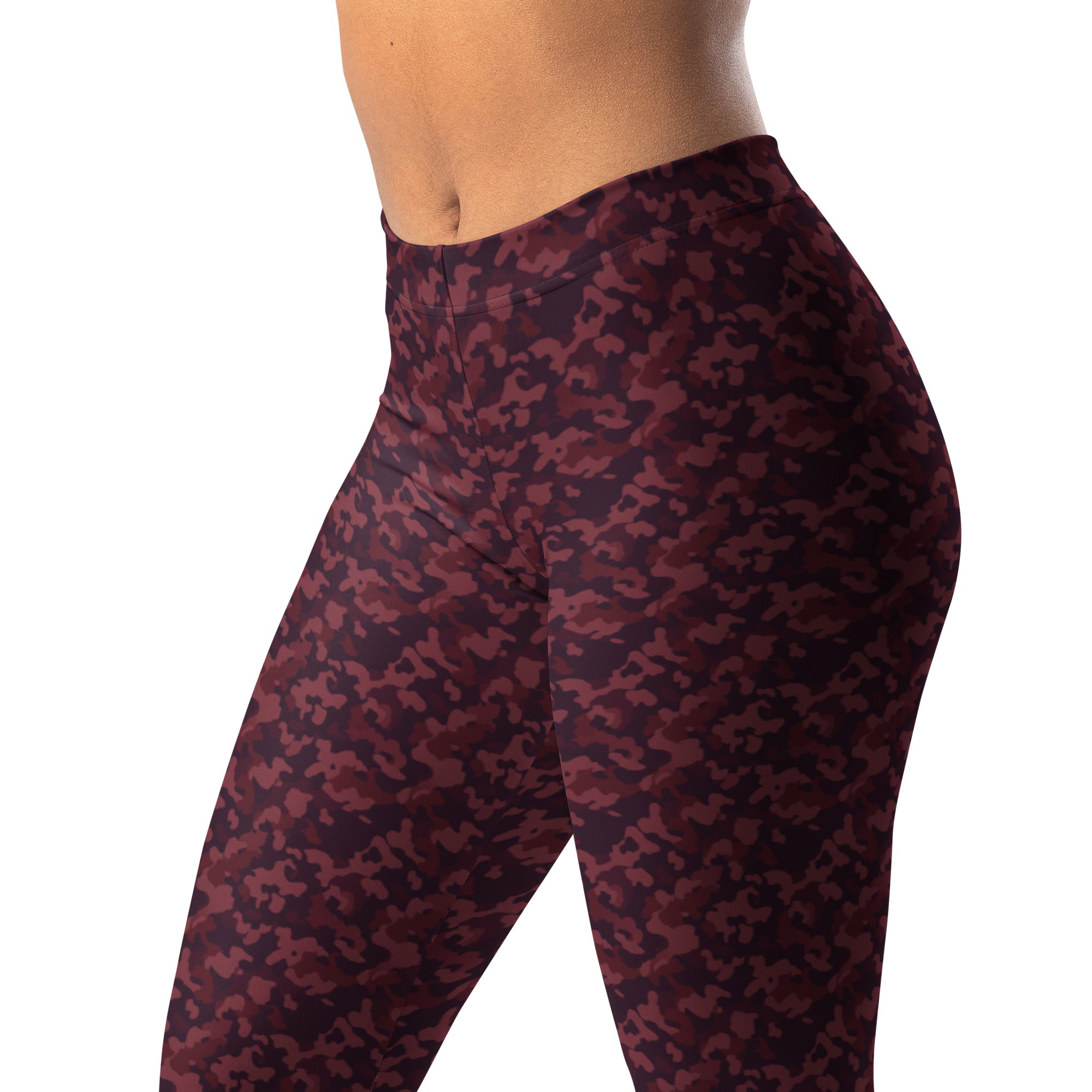 Wine Burgundy Camo Leggings | GearBunch