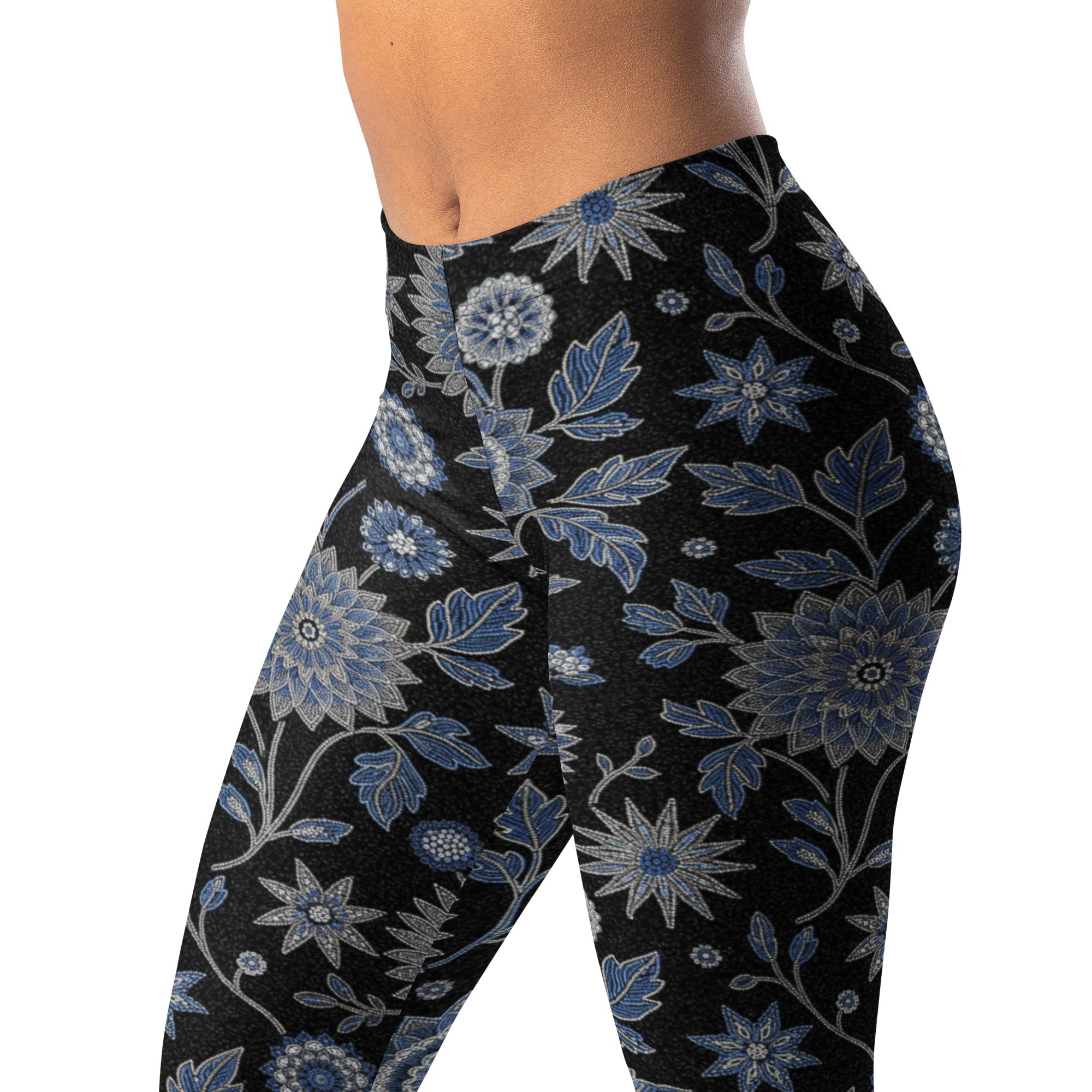 Silver Paillette Winter Bloom Leggings | GearBunch