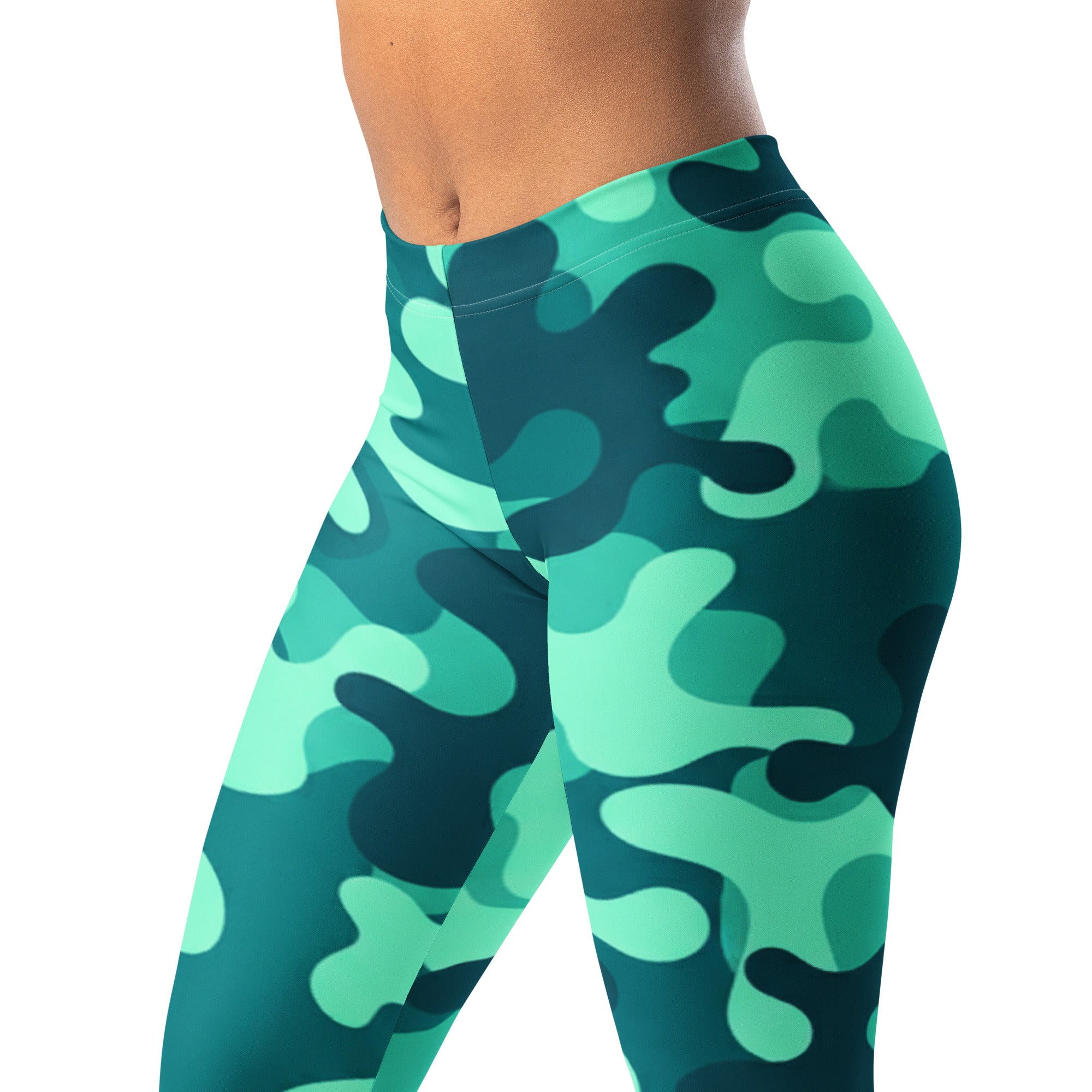 Ocean Teal Camo Leggings | GearBunch