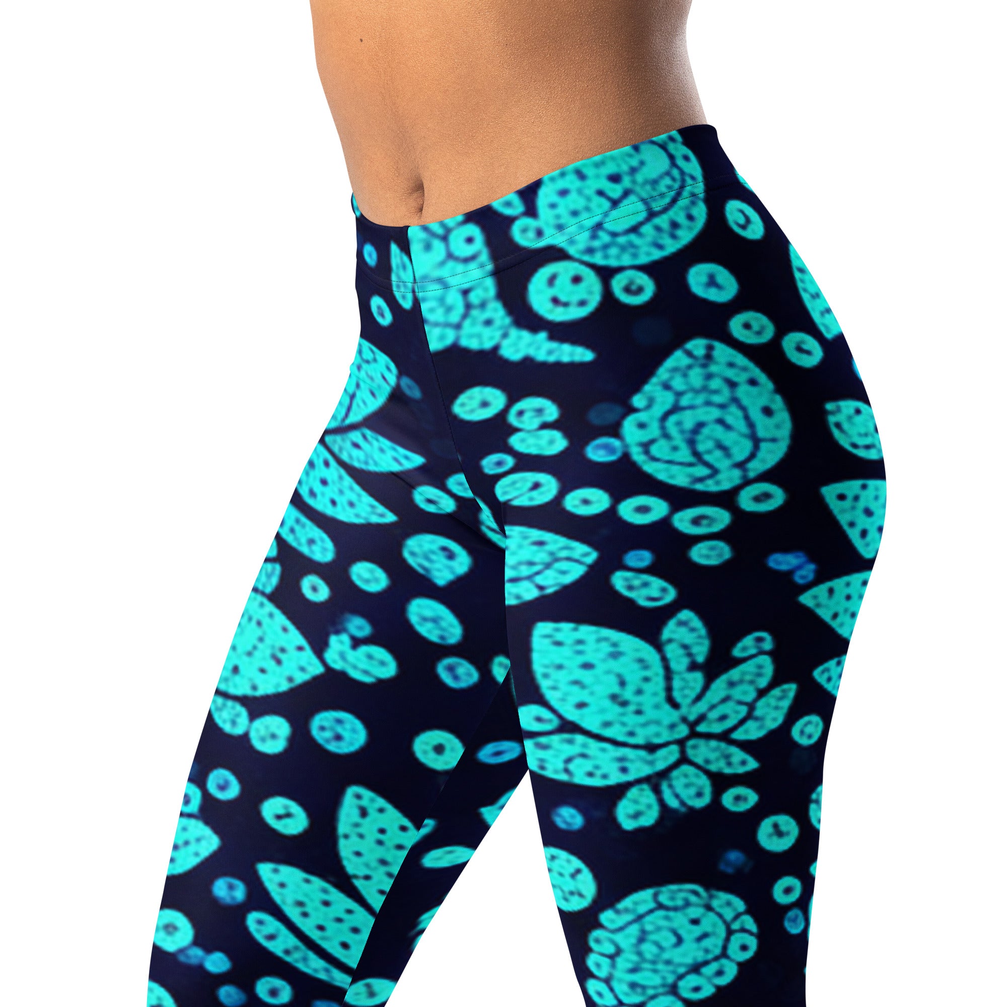 Teal Paillette Lotus Leggings | GearBunch