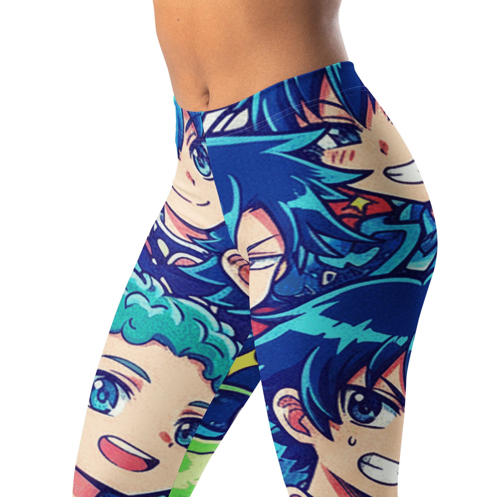 Anime Collage Ocean Wave Leggings | GearBunch