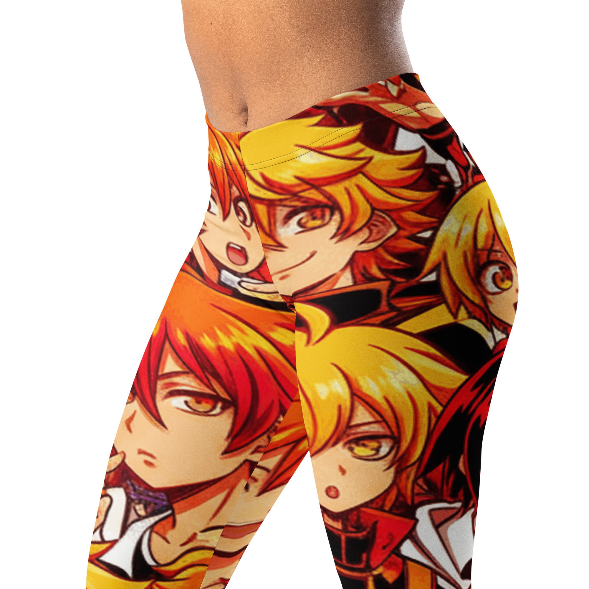 Anime Collage Fire Spirit Leggings | GearBunch