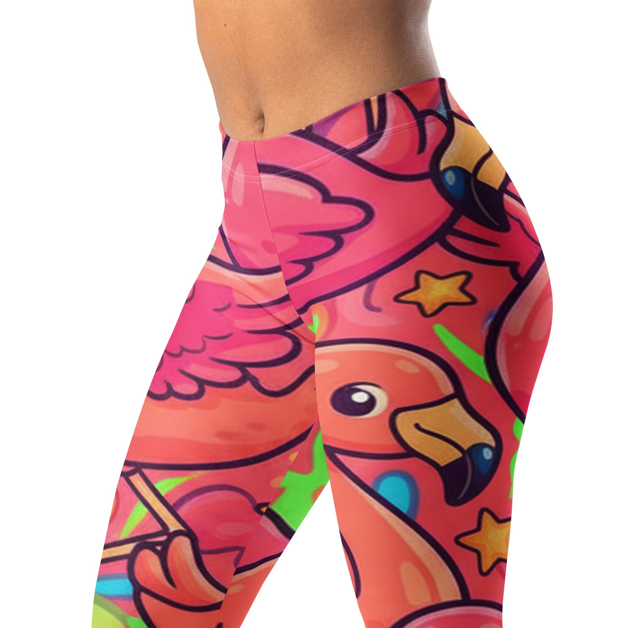 Vibrant Flamingo Flock Leggings | GearBunch