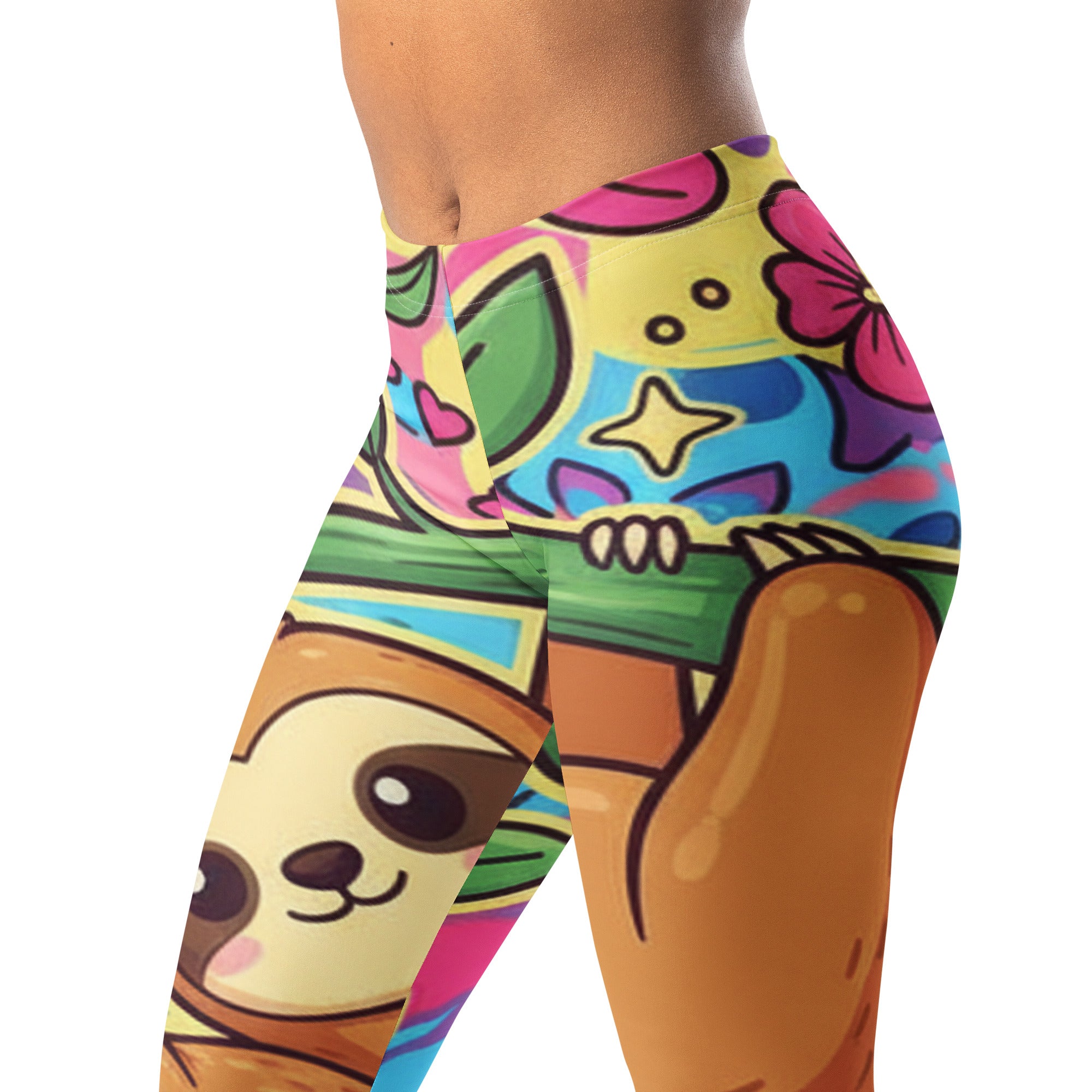 Vibrant Sloth Chill Leggings | GearBunch