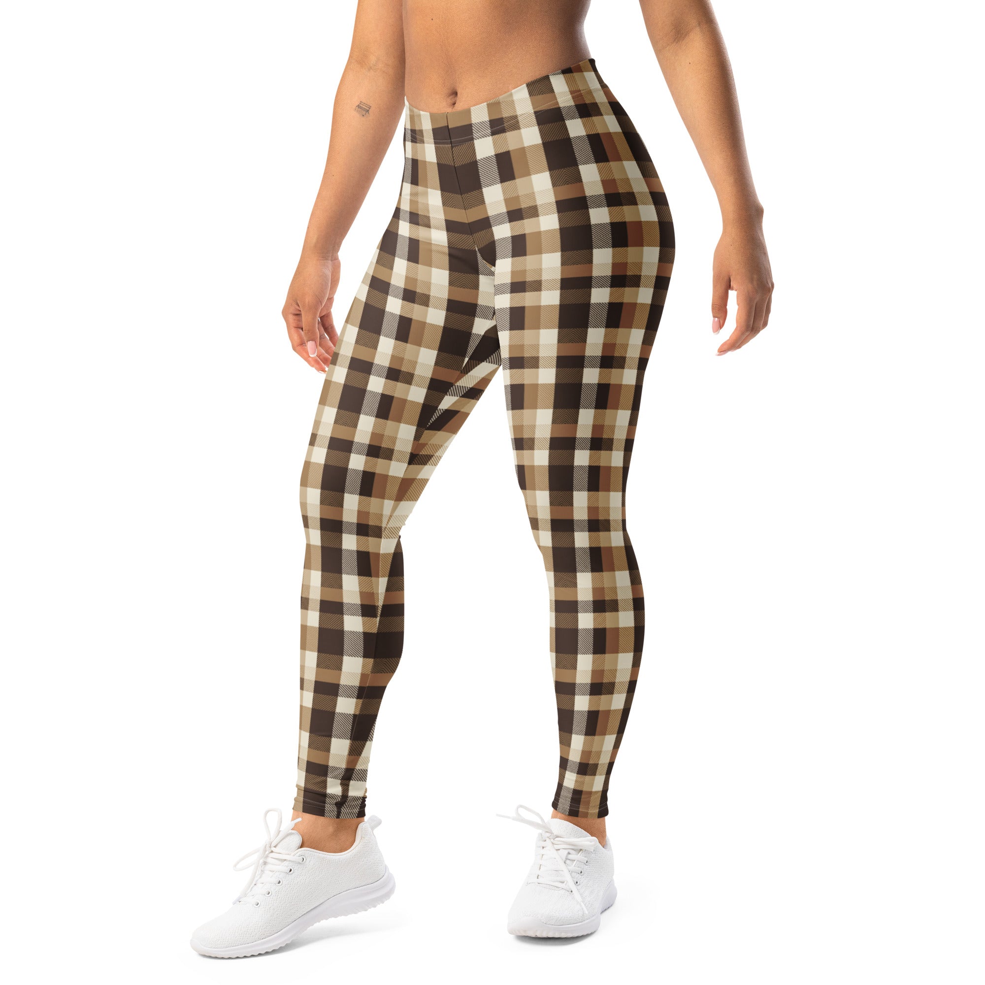 Gingham Brown Autumn Leggings | GearBunch