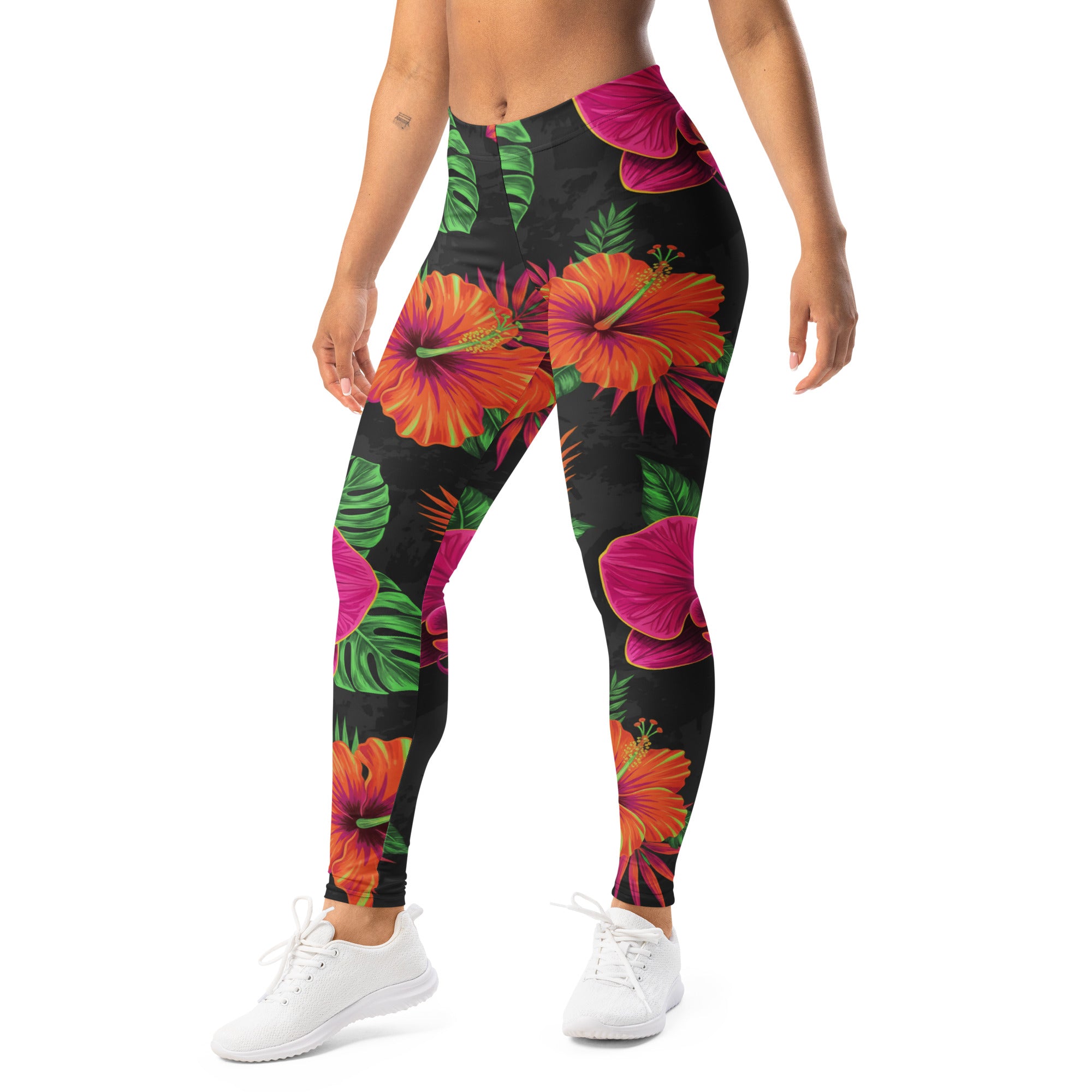 Neon Tropical Flowers Leggings | GearBunch