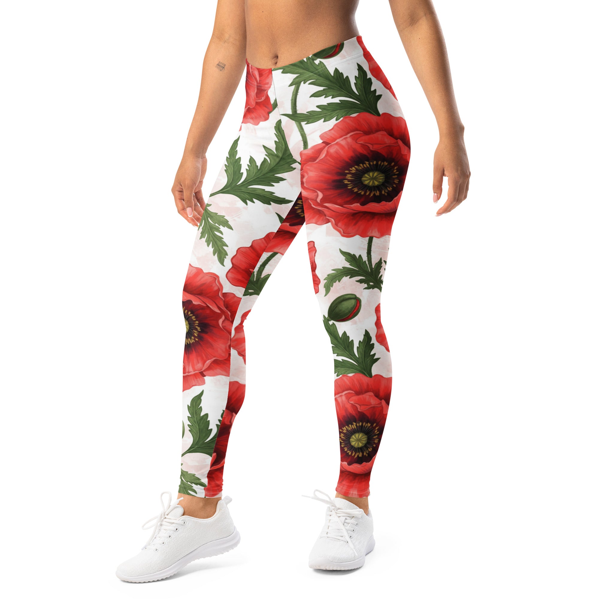 Whimsical Garden Poppies Leggings | GearBunch