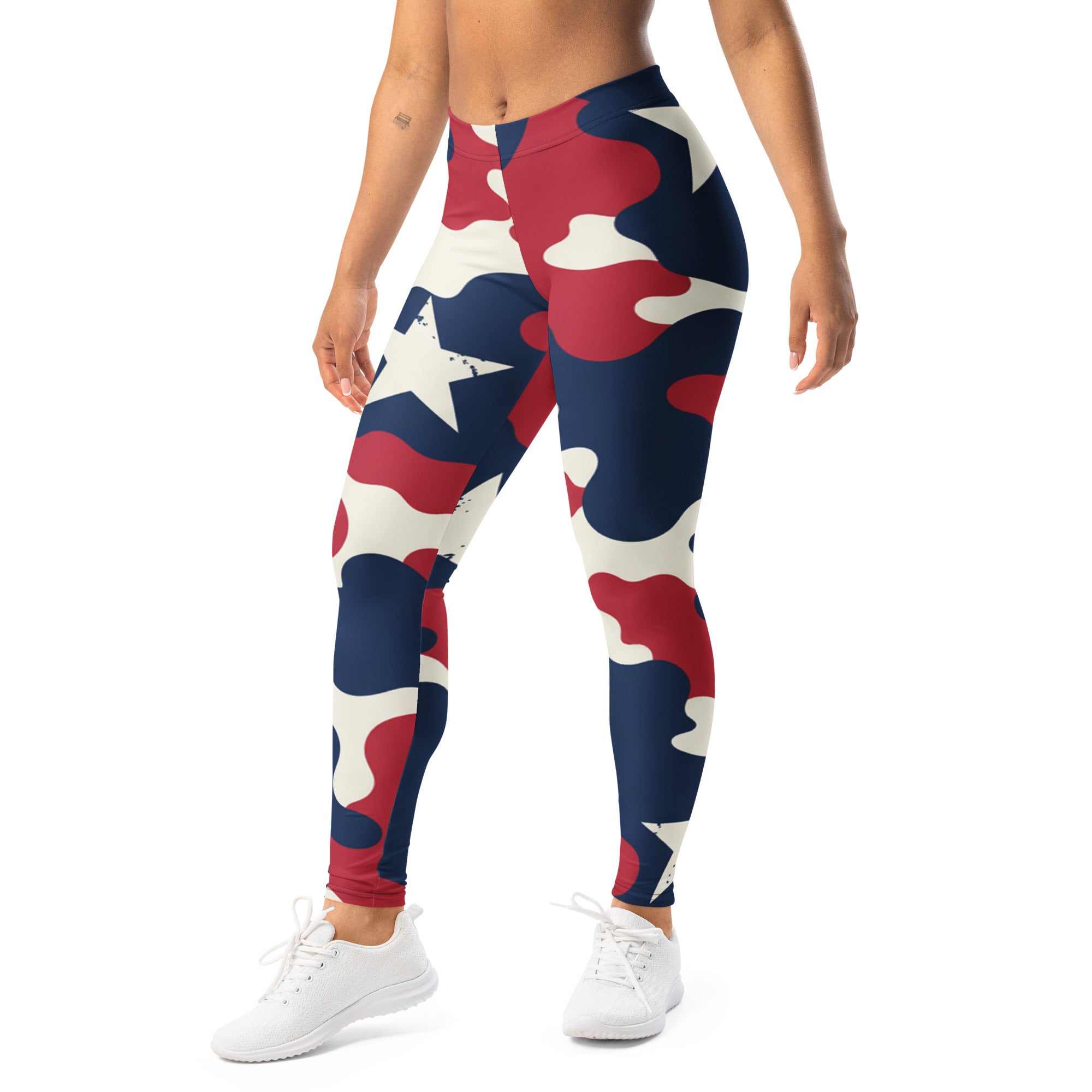 Red White Blue Camo Stars Leggings | GearBunch