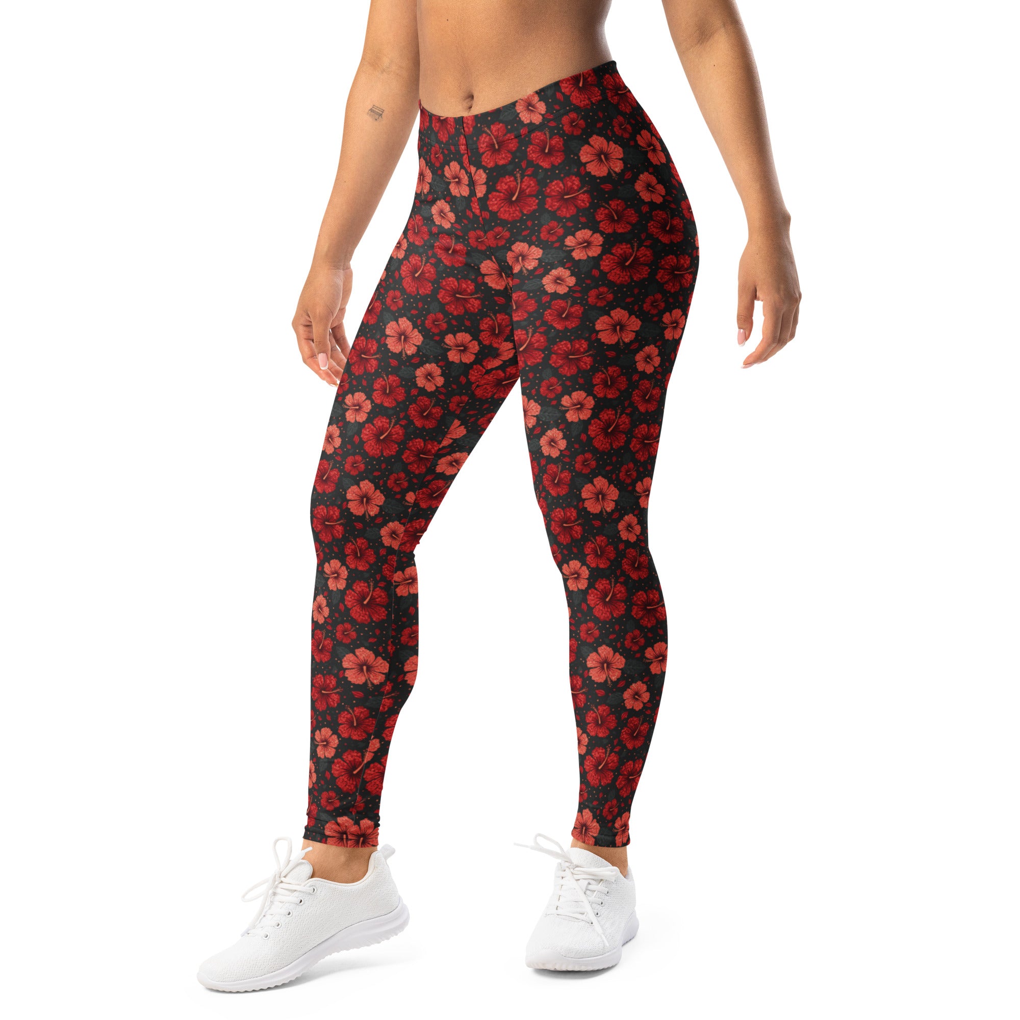 Scarlet Hibiscus Paillette Leggings | GearBunch