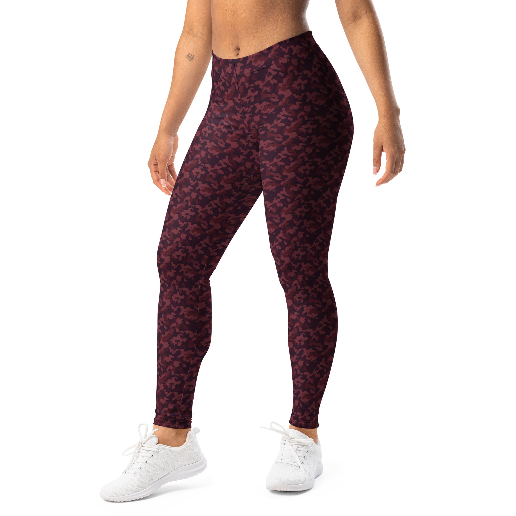Wine Burgundy Camo Leggings | GearBunch