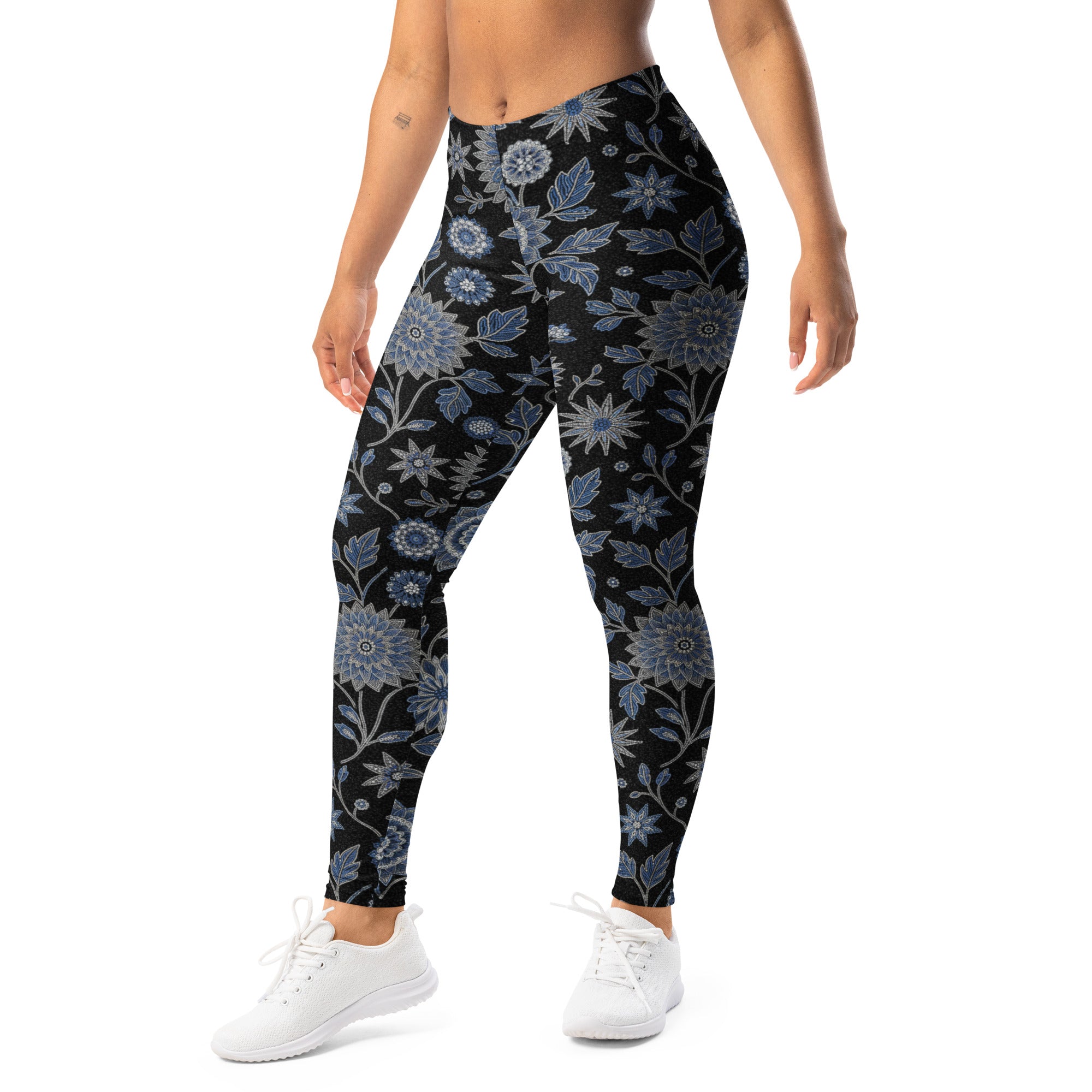 Silver Paillette Winter Bloom Leggings | GearBunch
