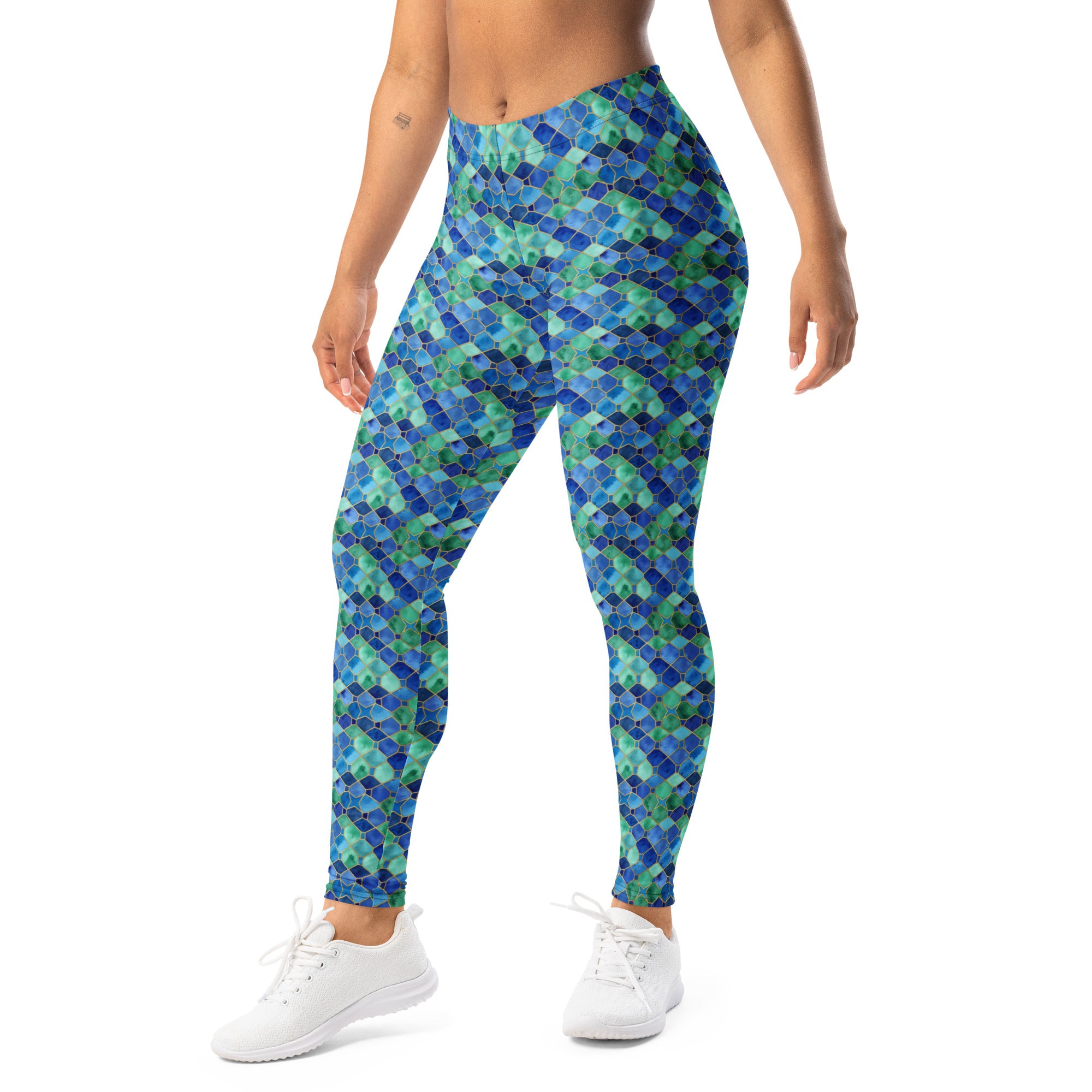 Ocean Blues Geometric Leggings | GearBunch