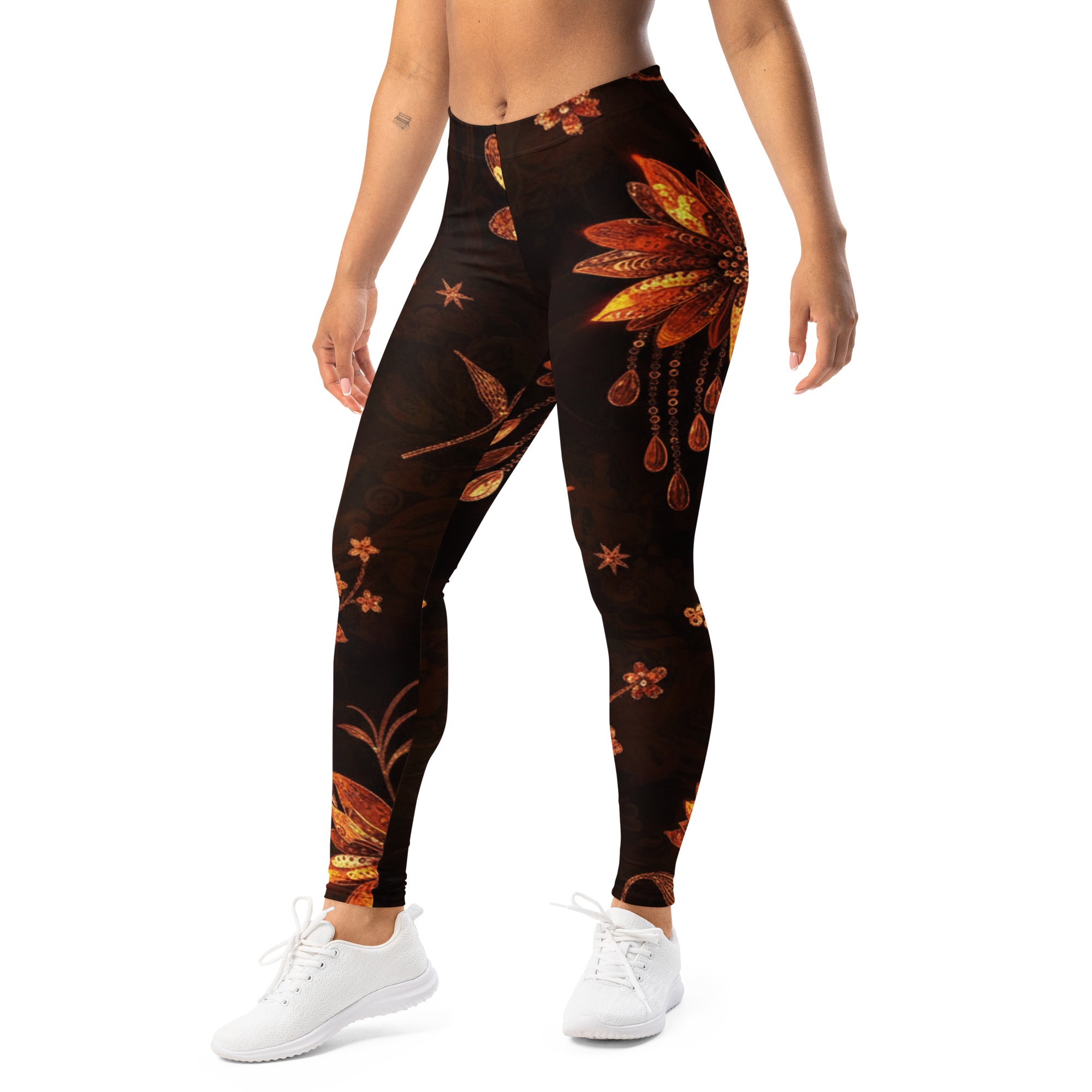 Copper Paillette Wildflower Leggings | GearBunch
