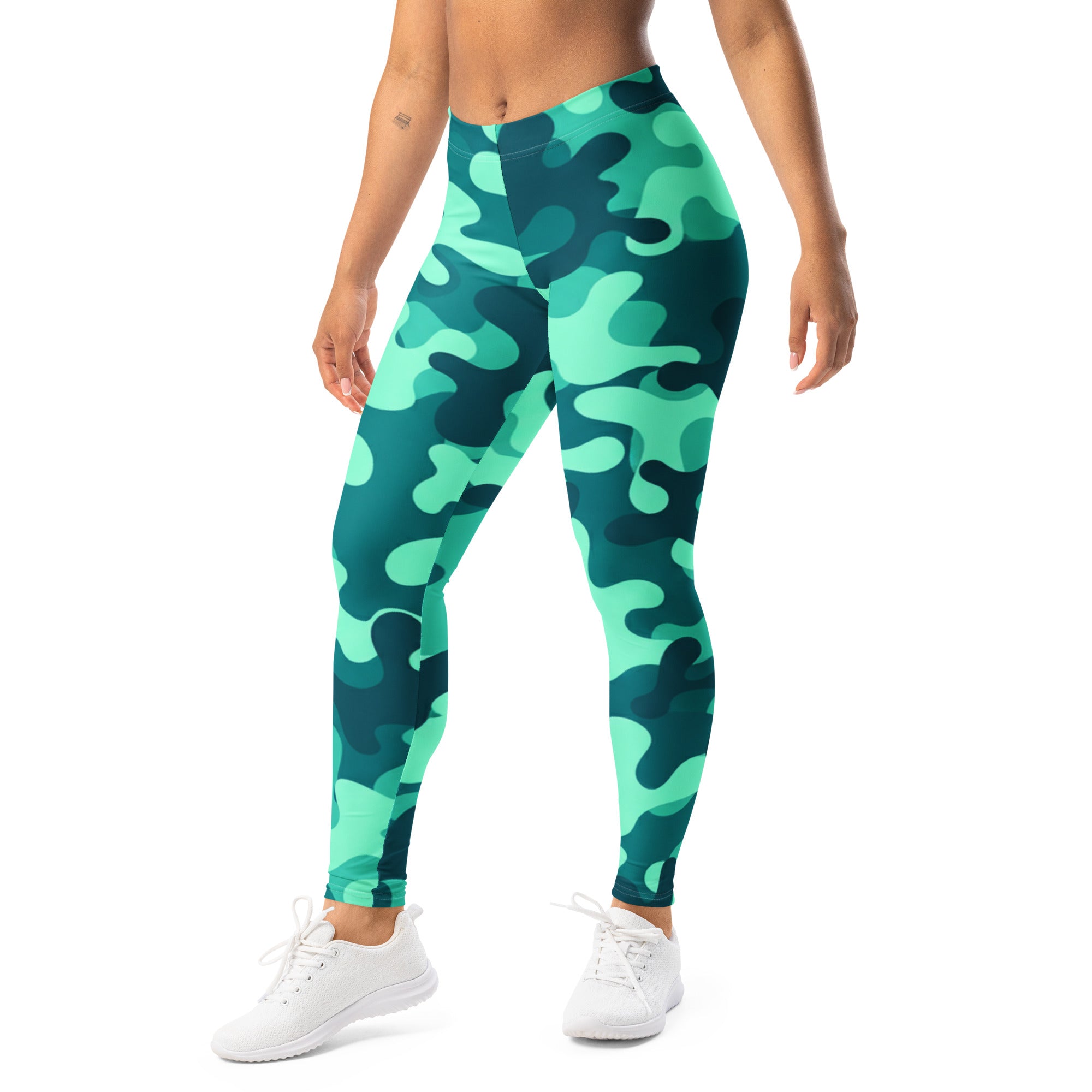 Ocean Teal Camo Leggings | GearBunch
