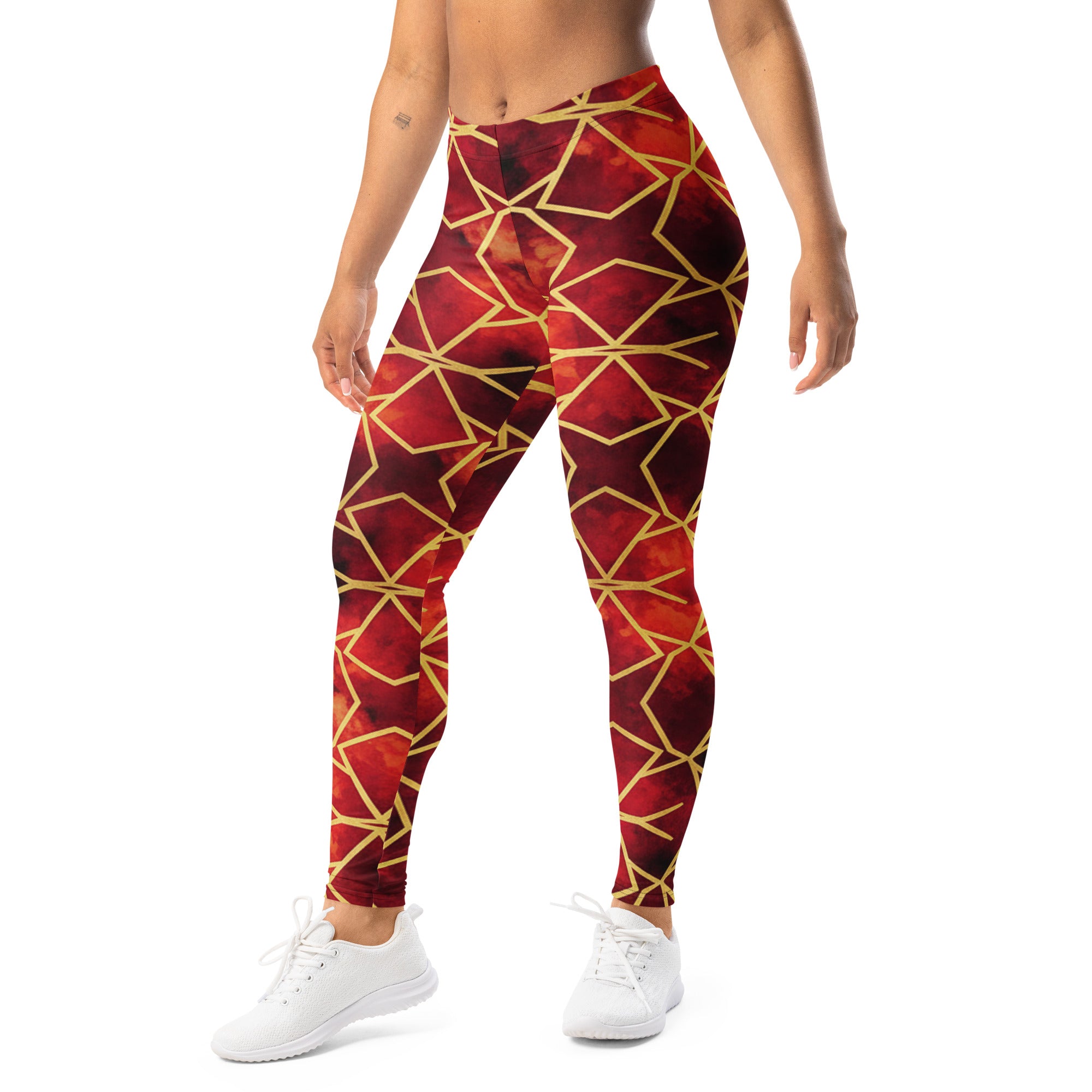 Ruby Gold Geometric Leggings | GearBunch
