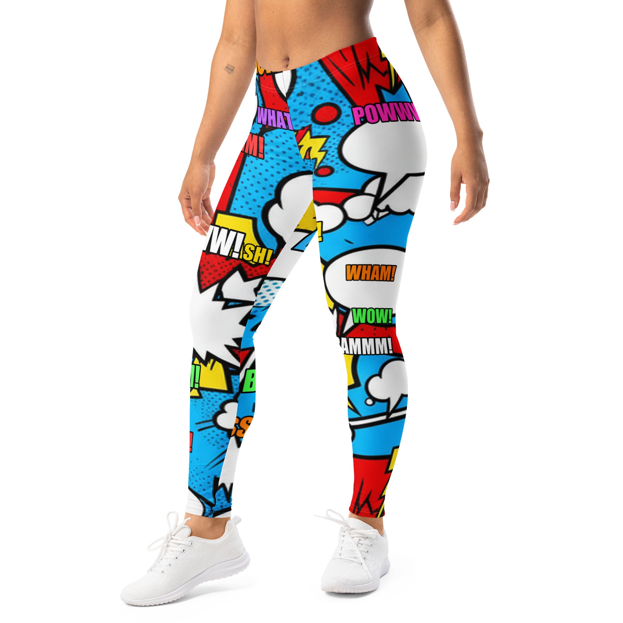 Comic Pop Electric Blue Leggings | GearBunch