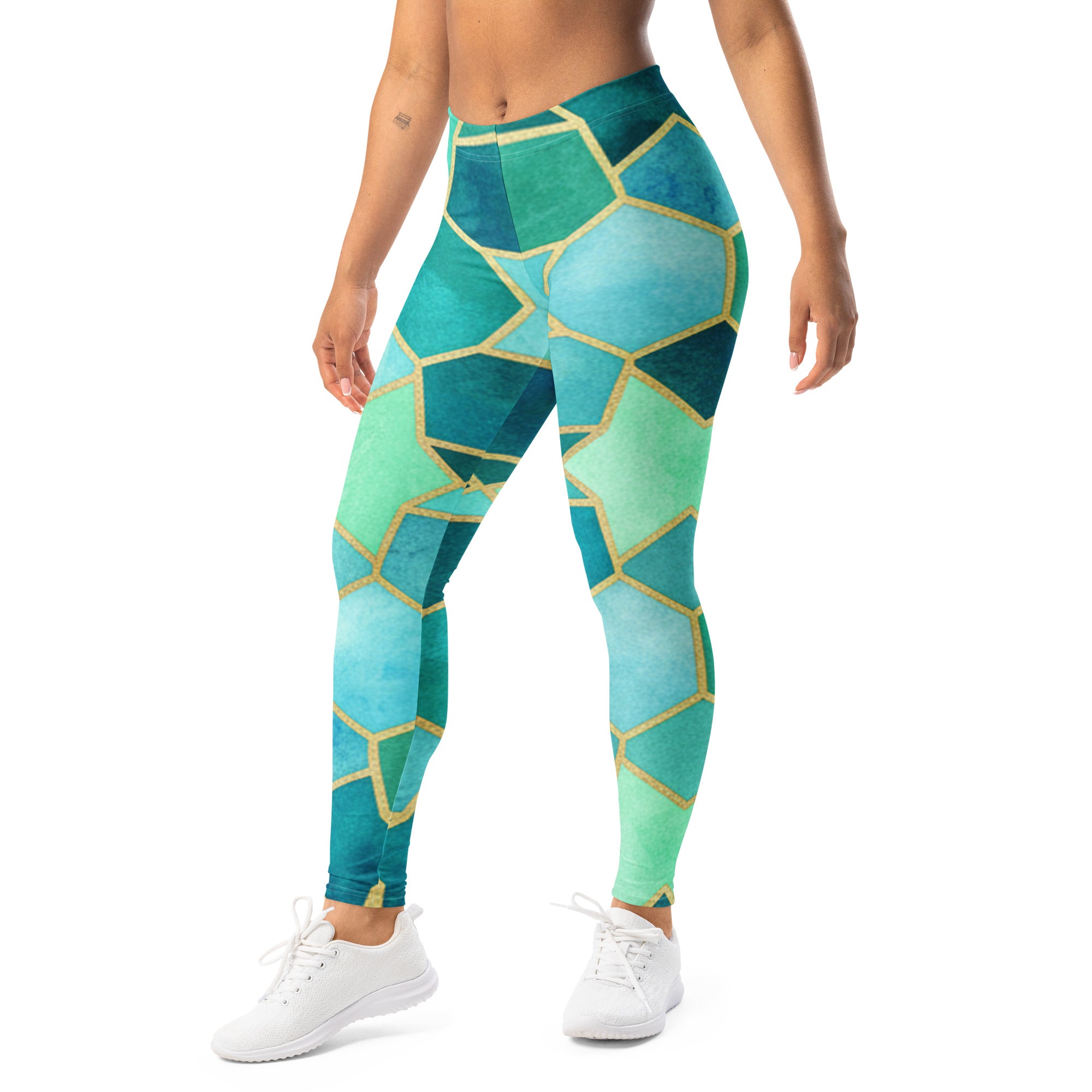 Arabic Watercolour Lagoon Leggings | GearBunch