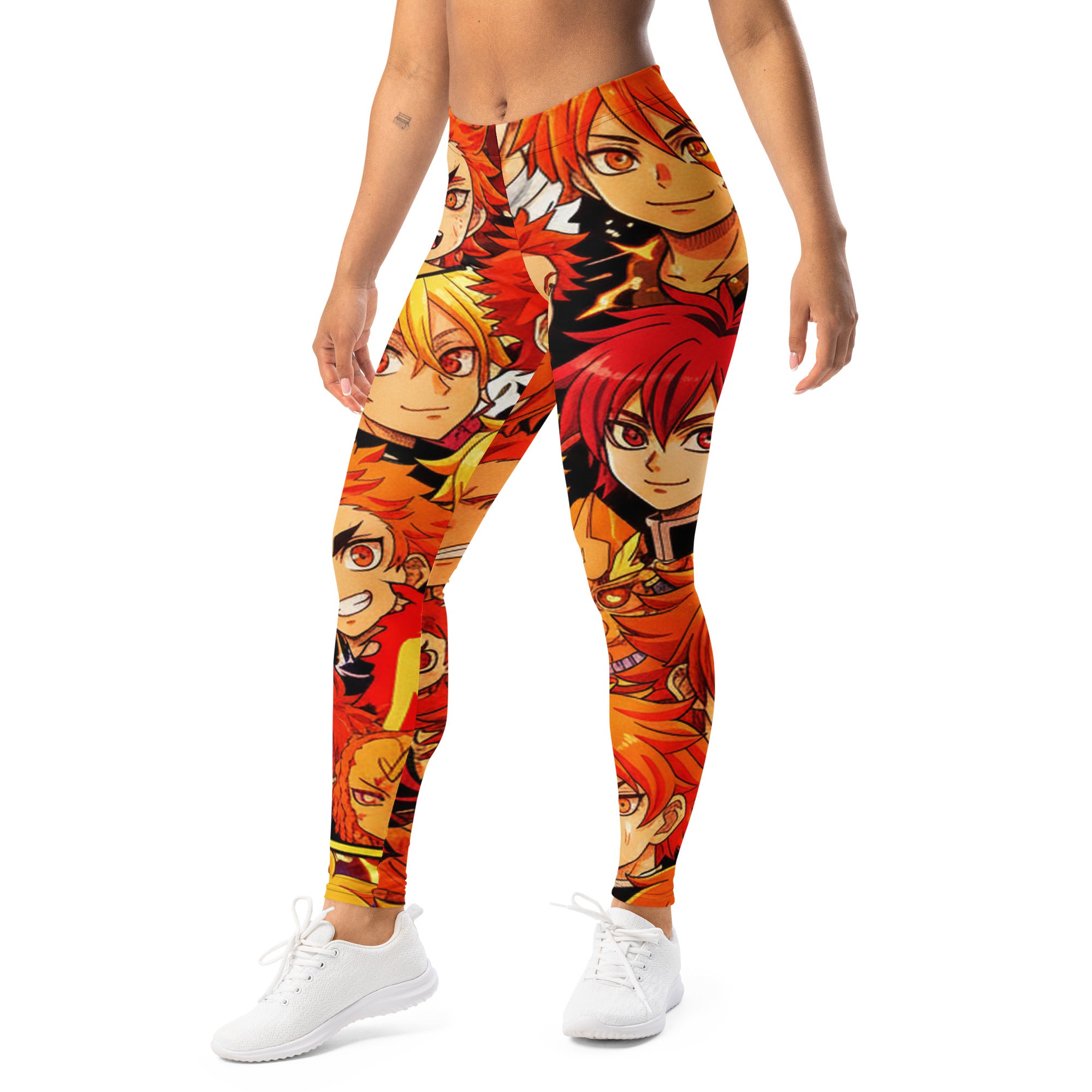 Anime Collage Fire Spirit Leggings | GearBunch