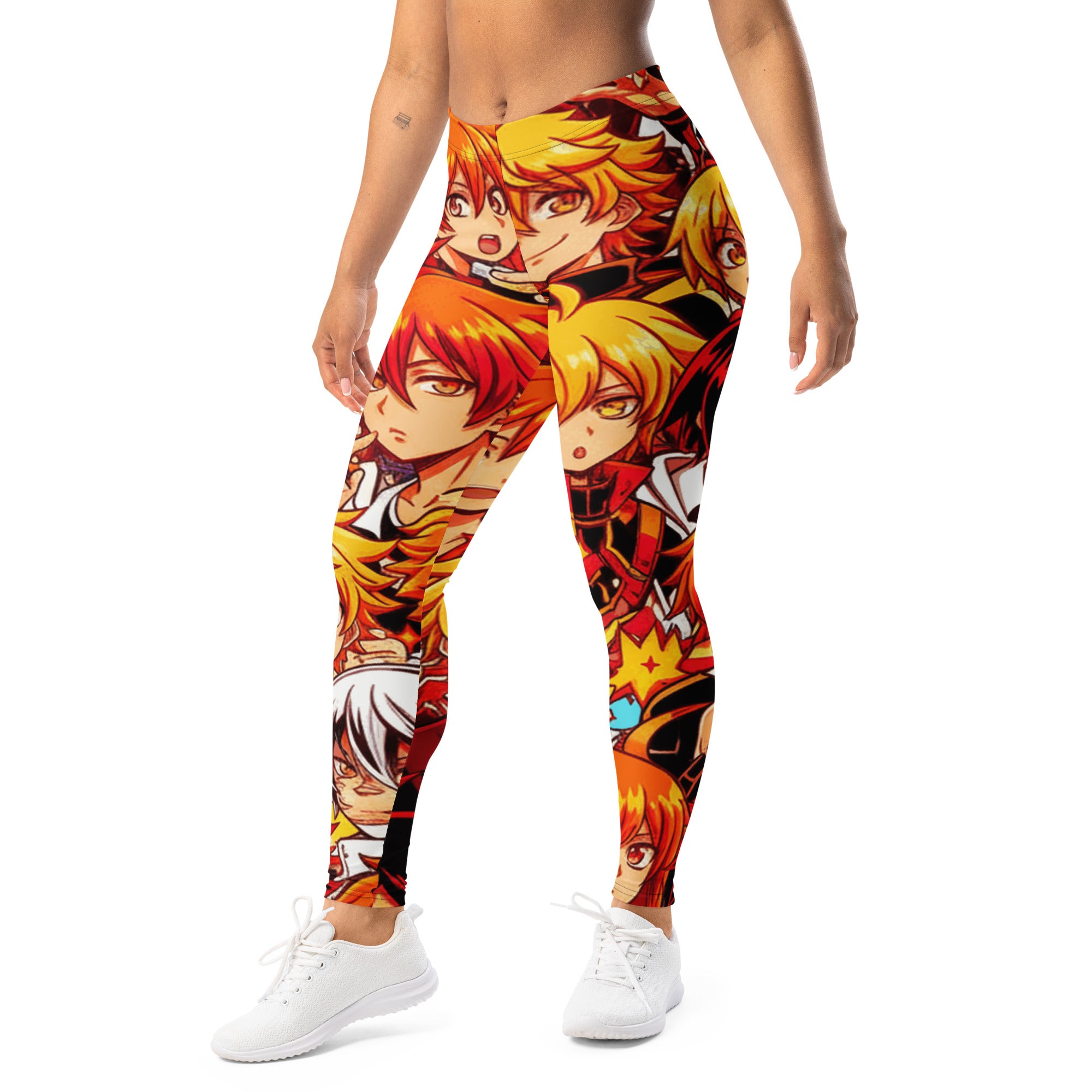 Anime Collage Fire Spirit Leggings | GearBunch