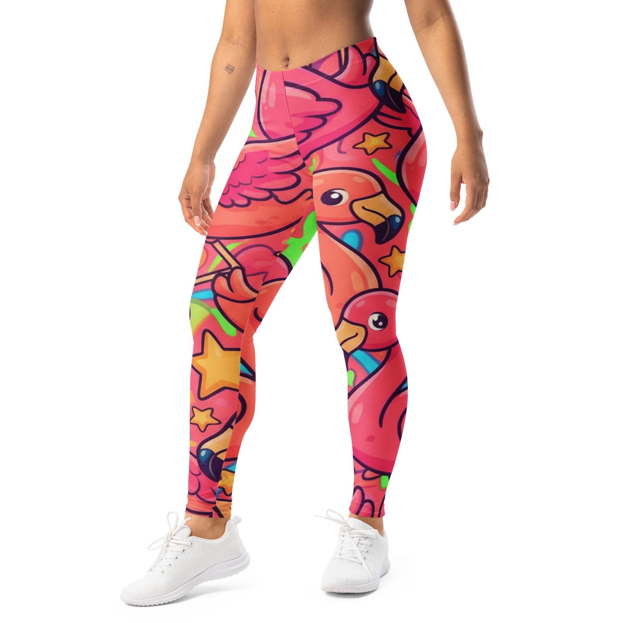 Vibrant Flamingo Flock Leggings | GearBunch