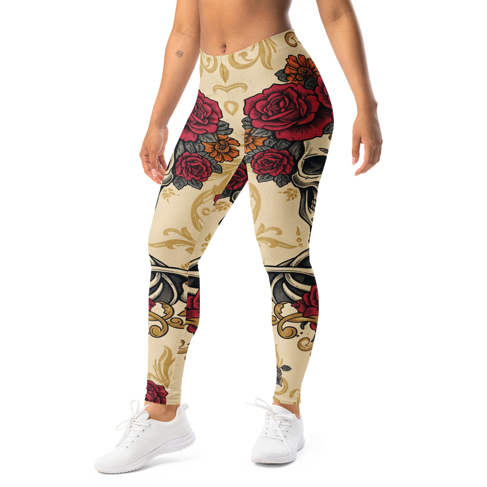 La Catrina Floral Crown Leggings | GearBunch