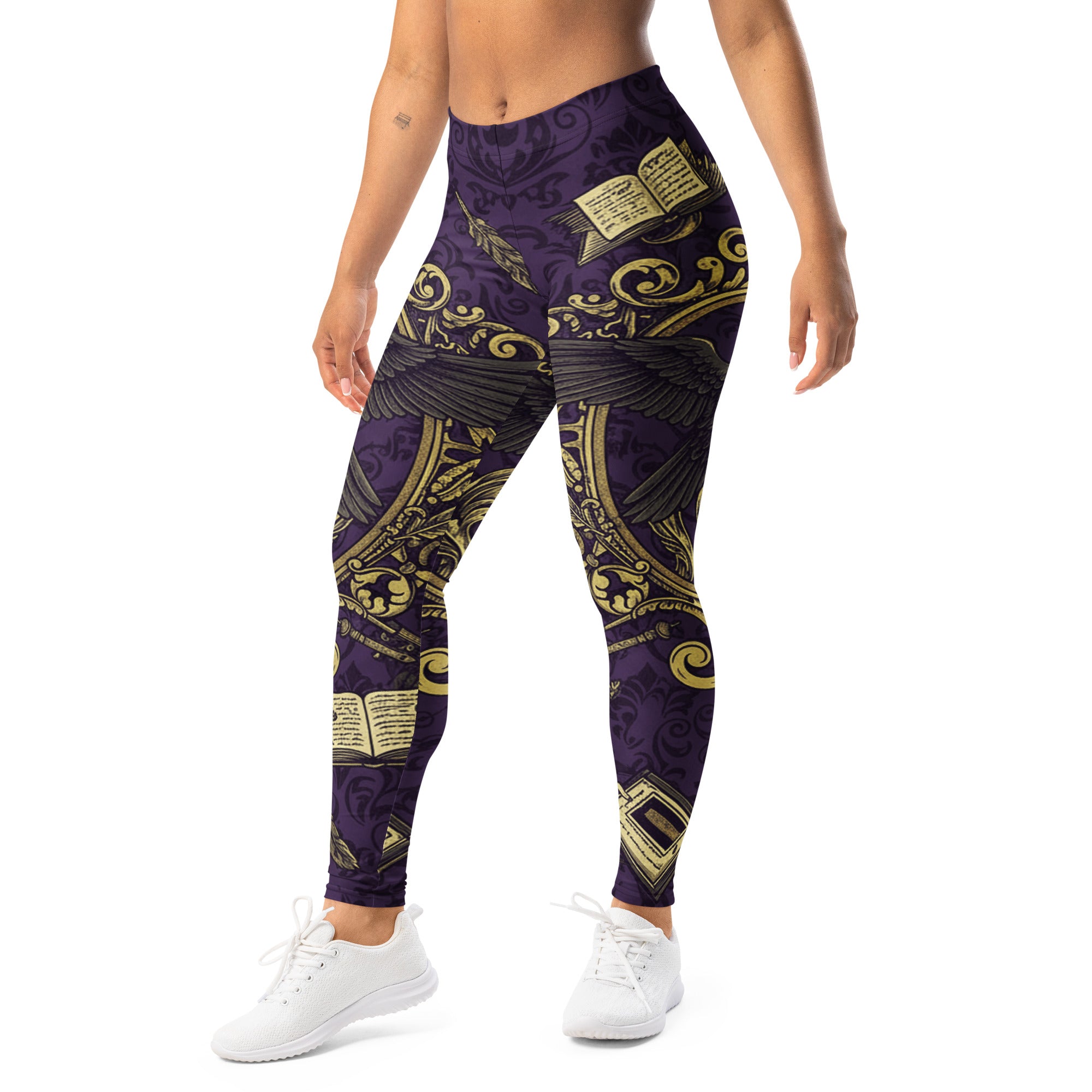 Edgar Allan Poe Raven Damask Leggings | GearBunch