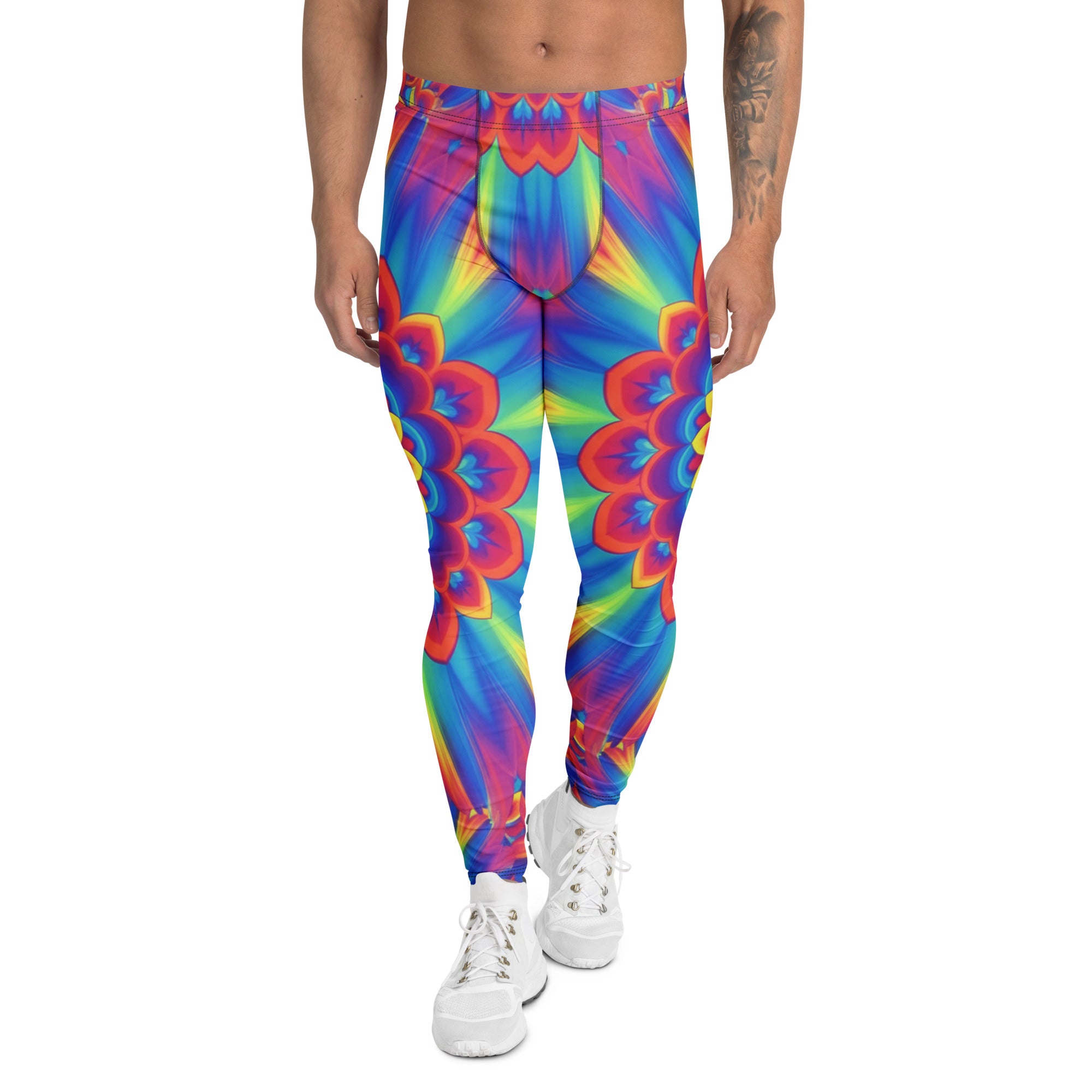 Psychedelic Neon Rainbow Burst Meggings | GearBunch