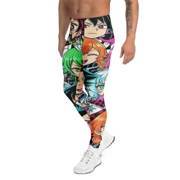 Women's anime collage demon slayer printed meggings front view