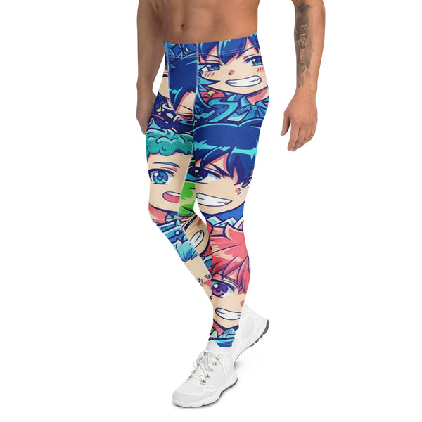 Men's anime collage ocean wave meggings front view