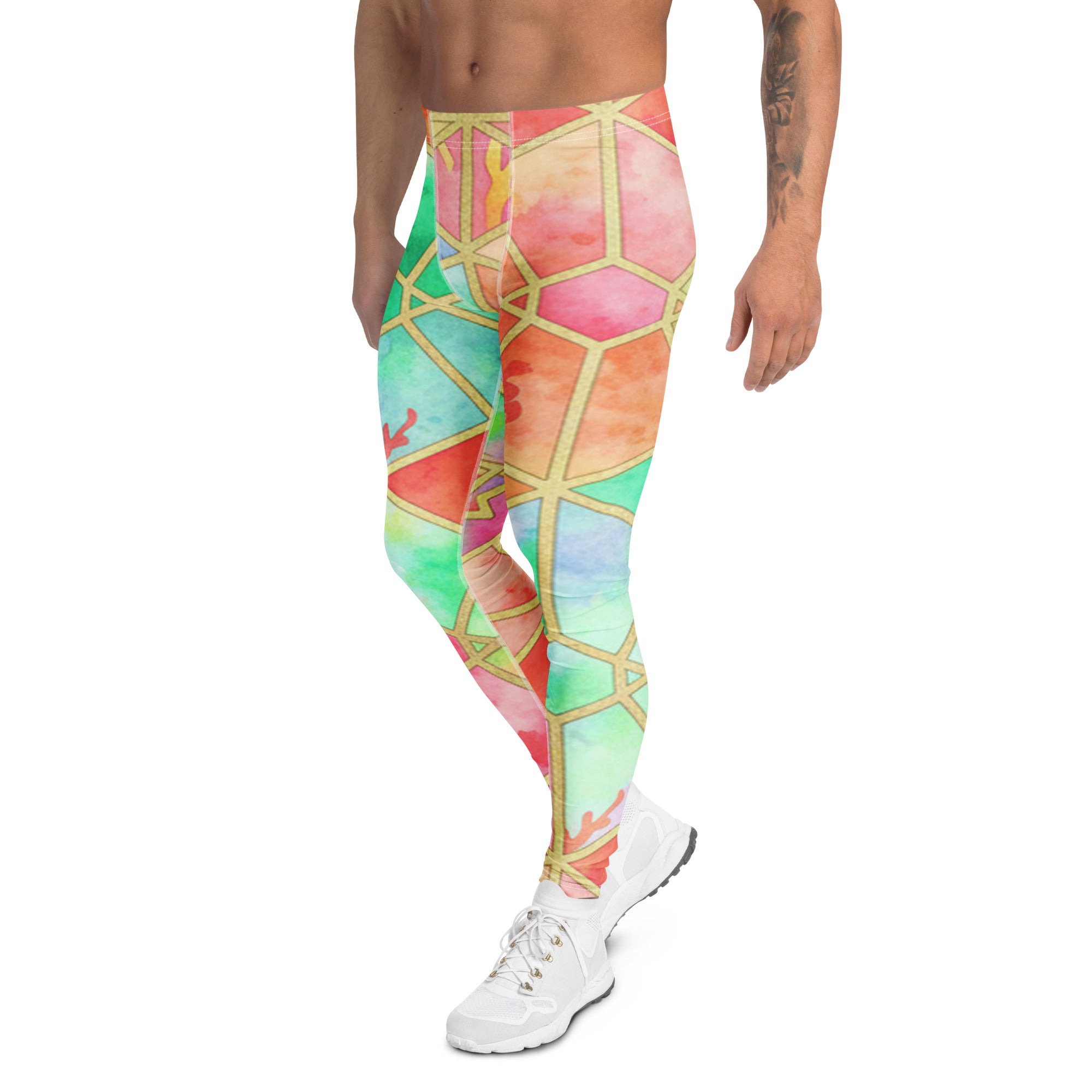Men's coral reef printed meggings front view
