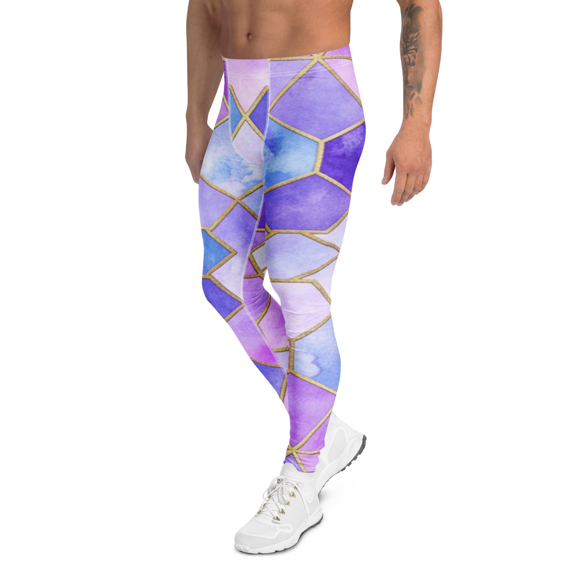 Men's lavender fields printed meggings front view