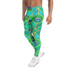 Men's watercolour peacock plume meggings front view