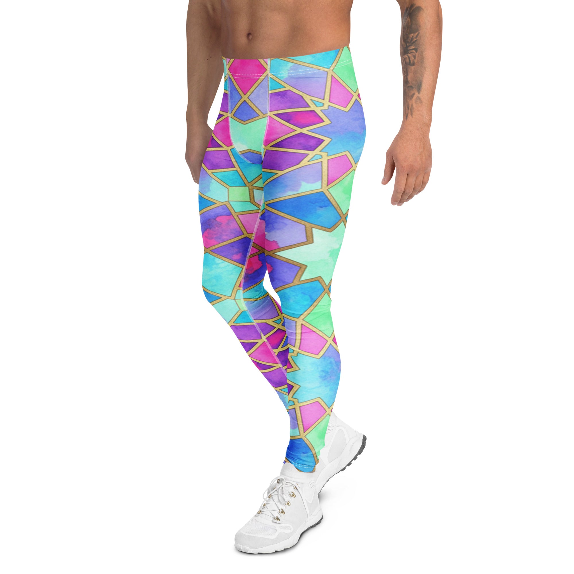 Men's violet dream printed meggings front view