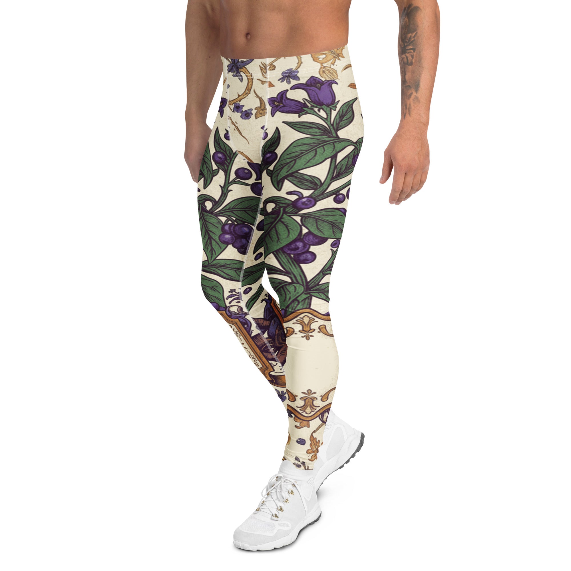 Men's belladonna poison garden printed leggings front view