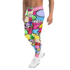 Men's comic pop candy pastel printed meggings front view