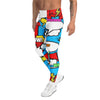 Men's comic pop electric blue meggings front view