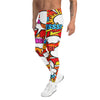 Men's comic pop fire engine printed meggings front view
