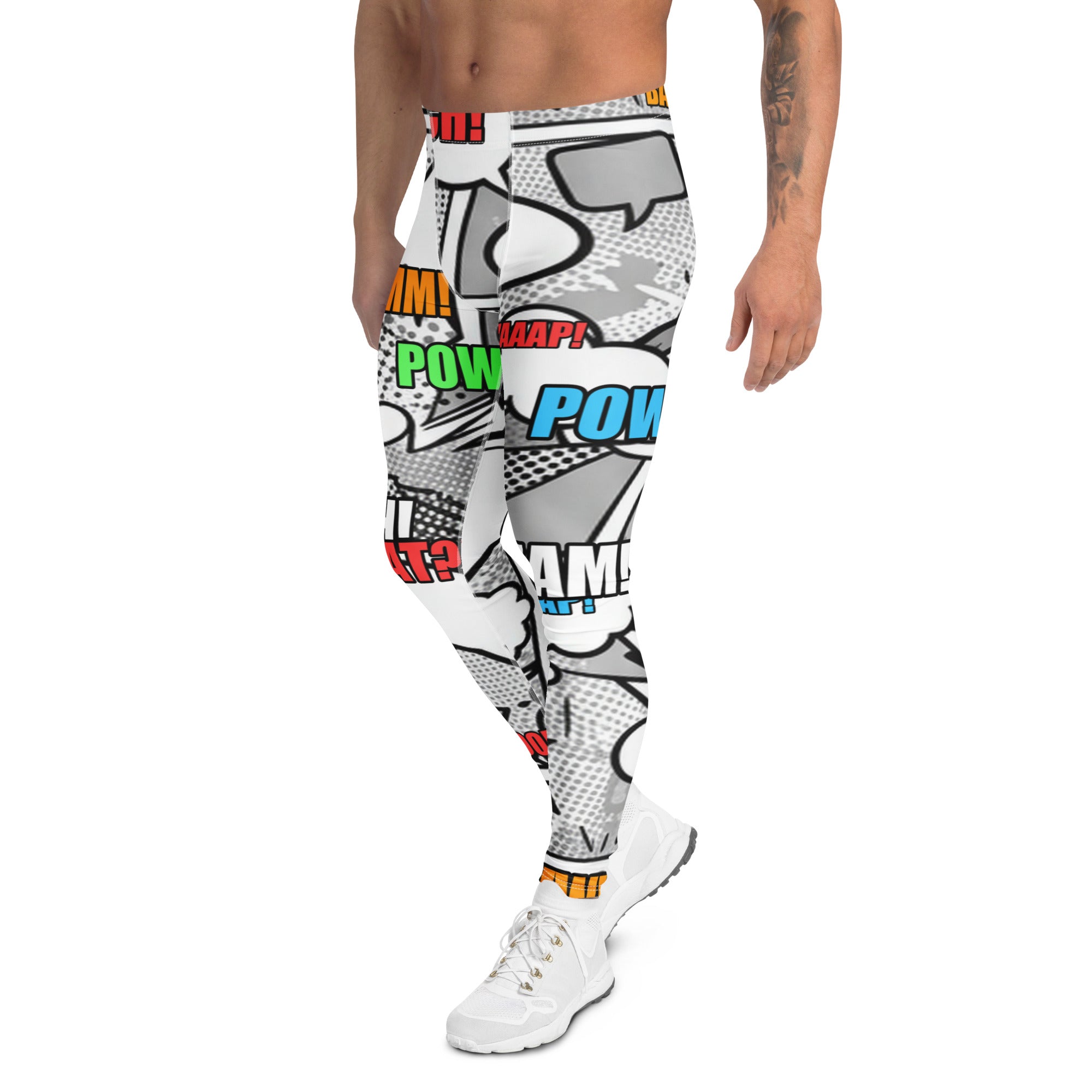 Men's comic pop monochrome meggings front view