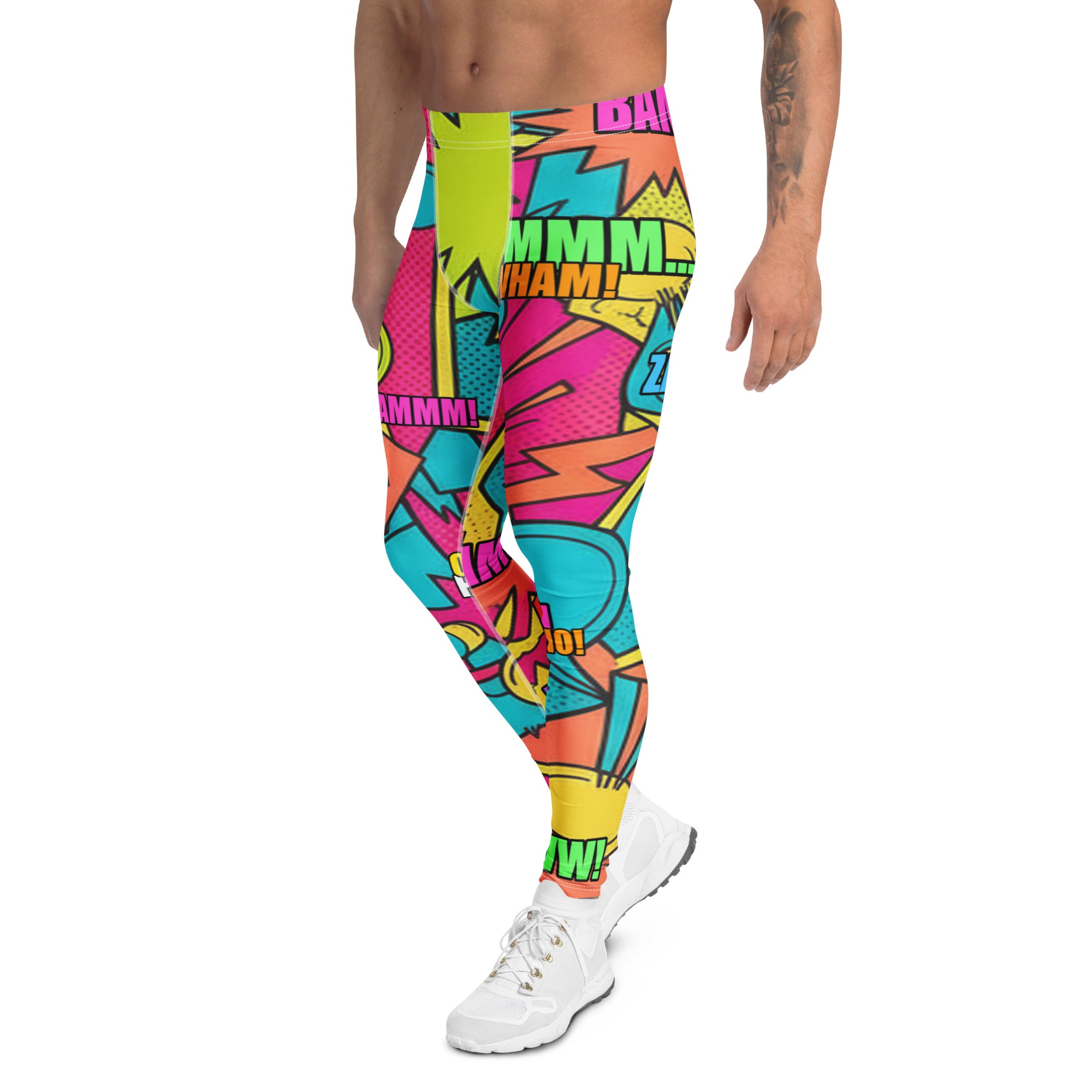 Men's comic pop tropical meggings front view