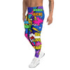 Men's comic strip cosmic boom printed meggings front view